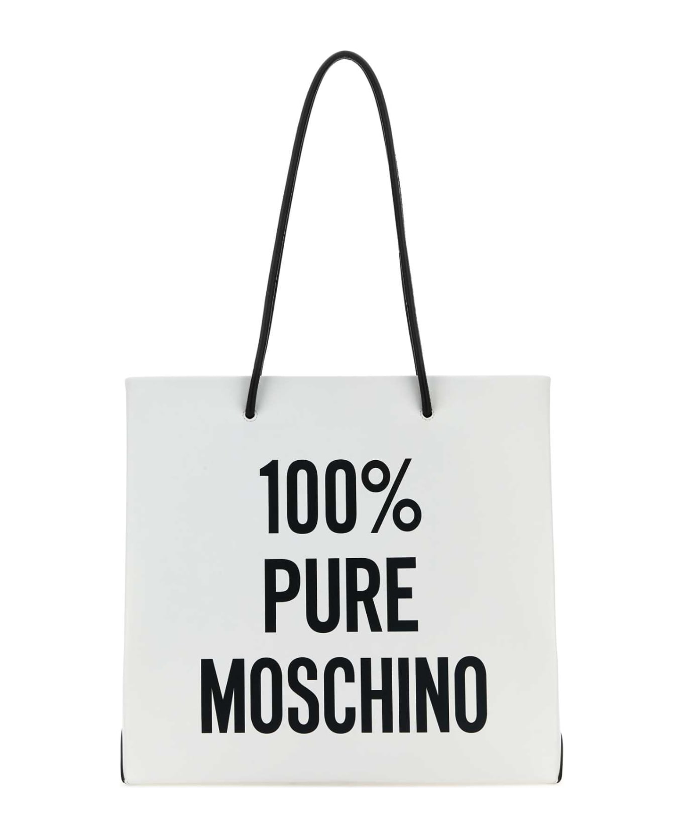 Moschino White Leather 100% Pure Moschino Shopping Bag - FANTASIABIANCO