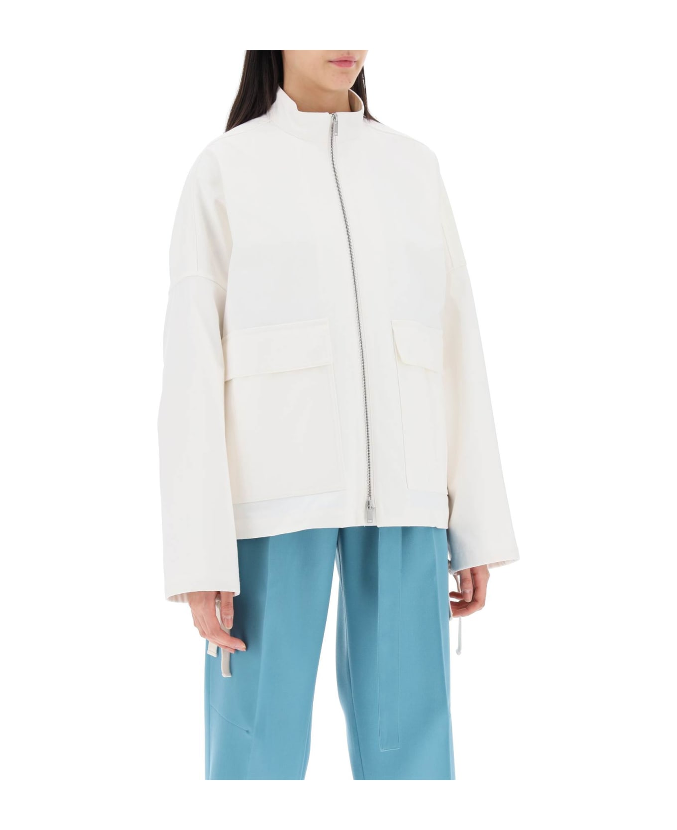 Jil Sander Oversized Blouson Jacket In Canvas - OPTIC WHITE (White)