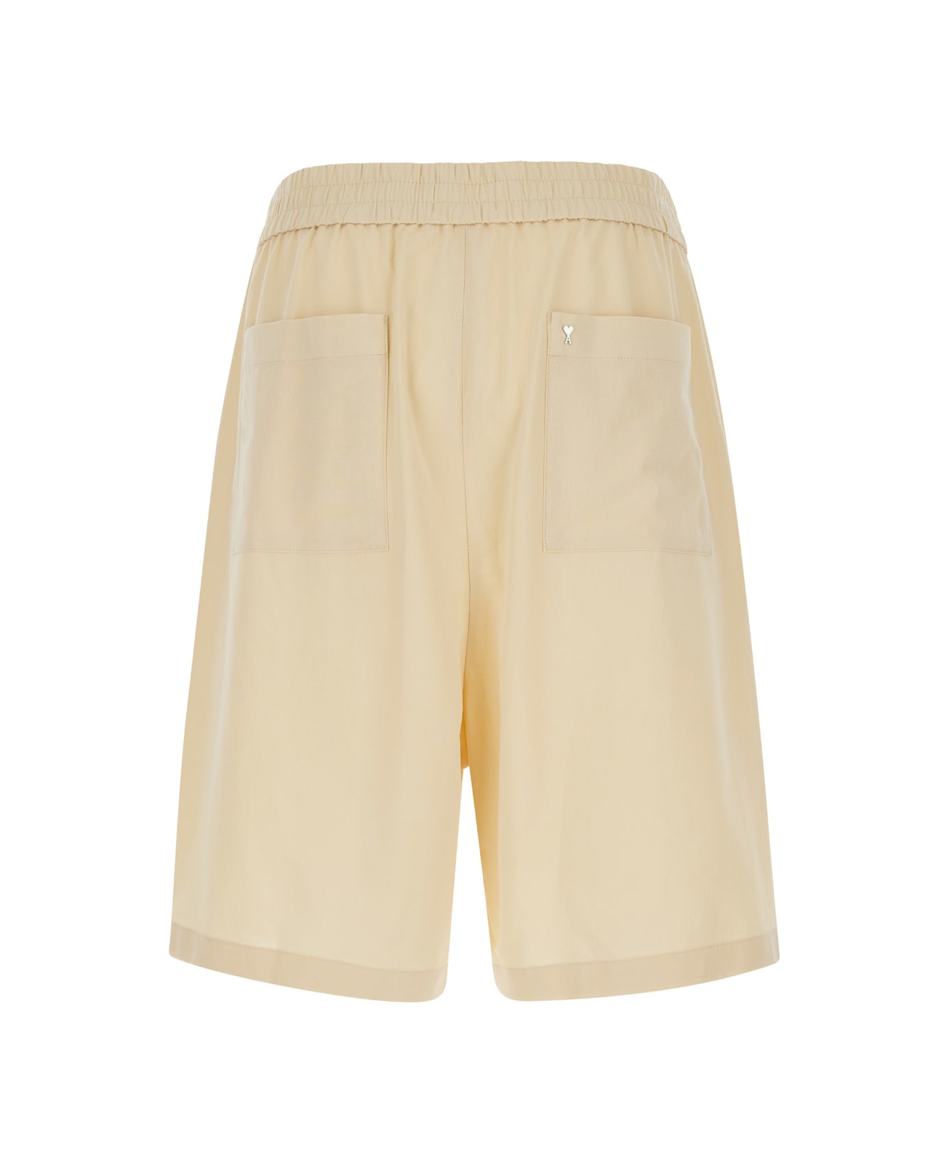 Ami Alexandre Mattiussi Beige Elastic Bermuda Shorts In Cotton Man - White
