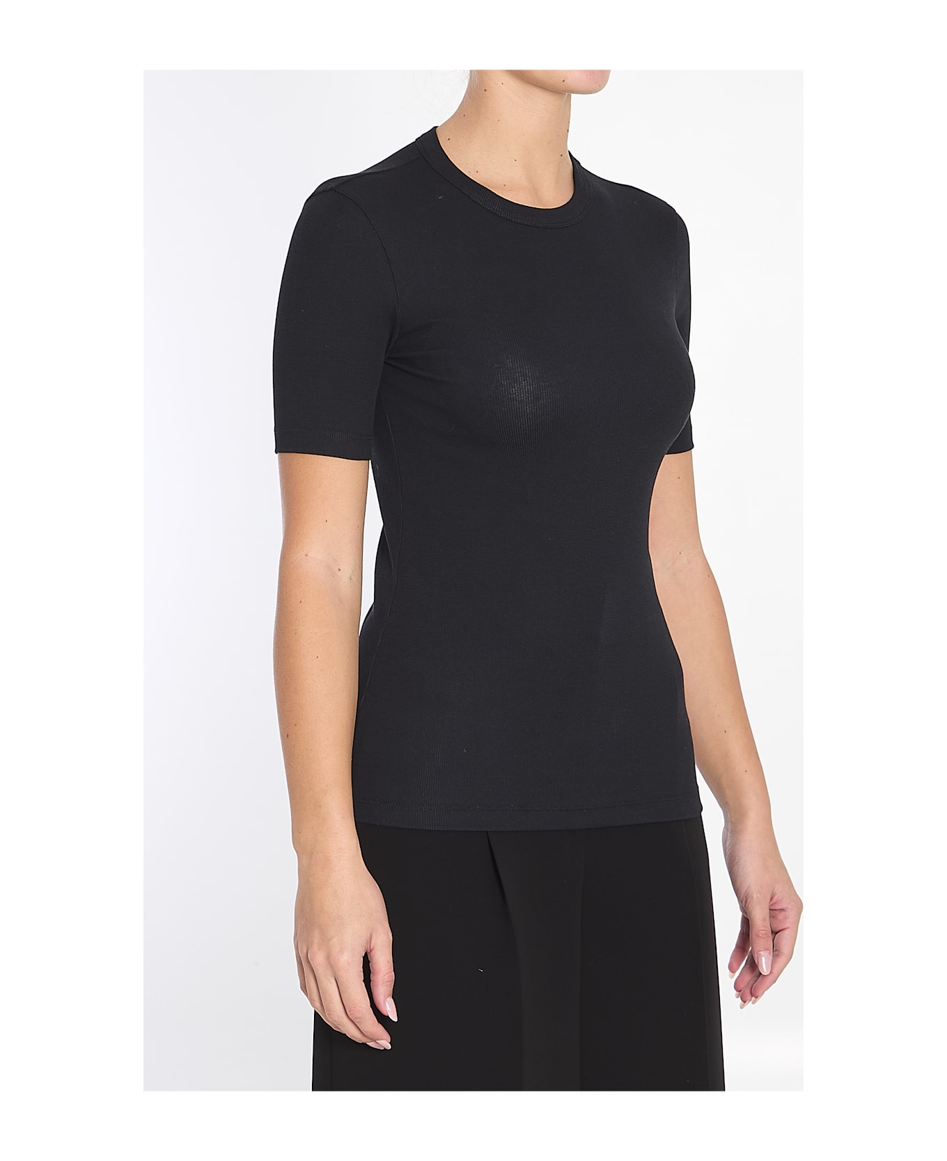 Totême Classic Ribbed T-shirt - BLACK
