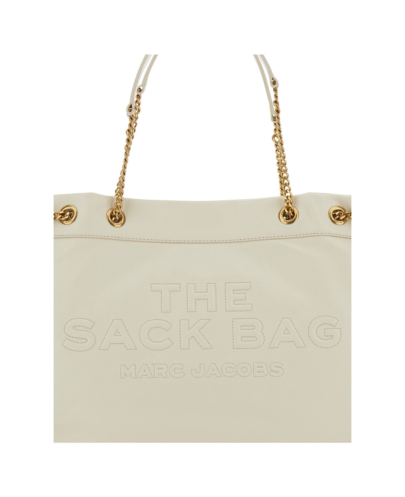 Marc Jacobs 
the Sack Bag
 White Shoulder Bag With Logo Embossed On The Front In Leather Woman - White