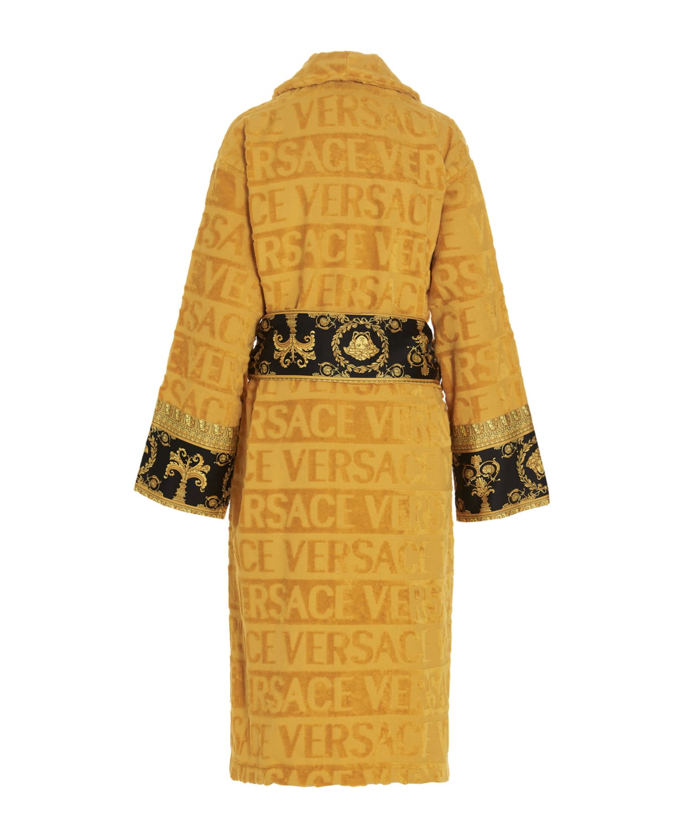 Versace All-over Embossed Logo Bathrobe - Yellow