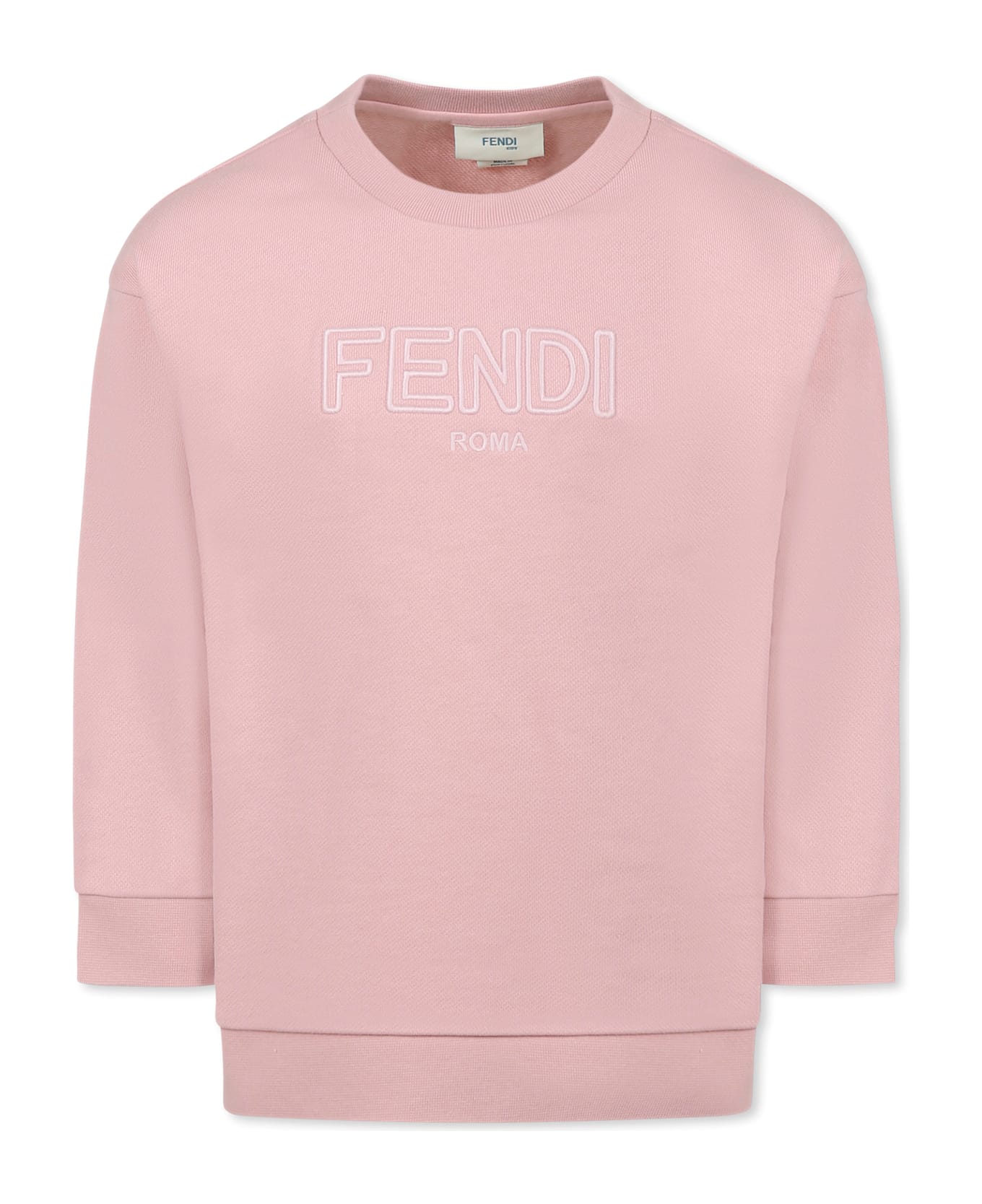 Fendi Pink Sweatshirt For Girl With Logo - Pink
