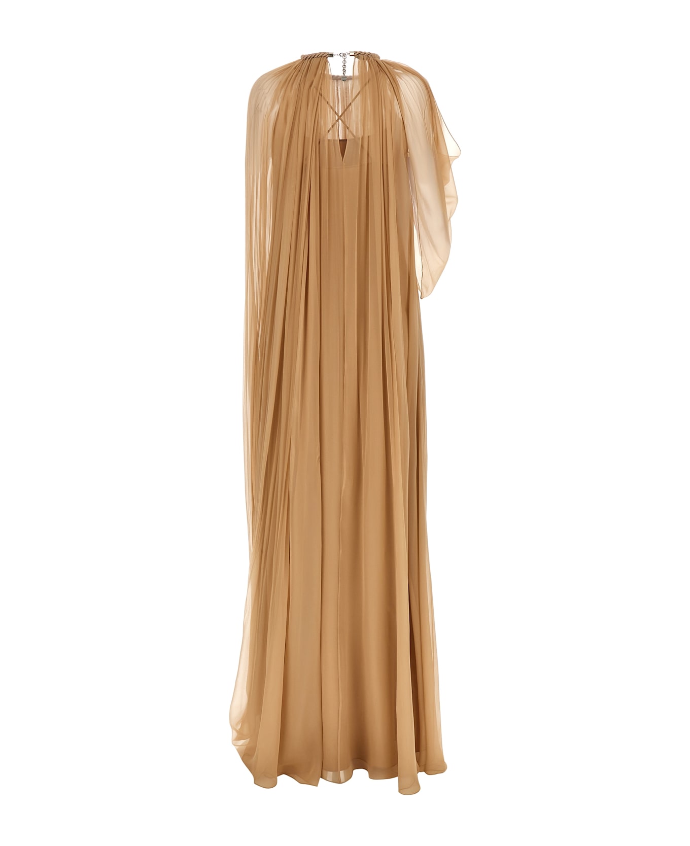 Alberta Ferretti Long Chiffon Dress - Beige