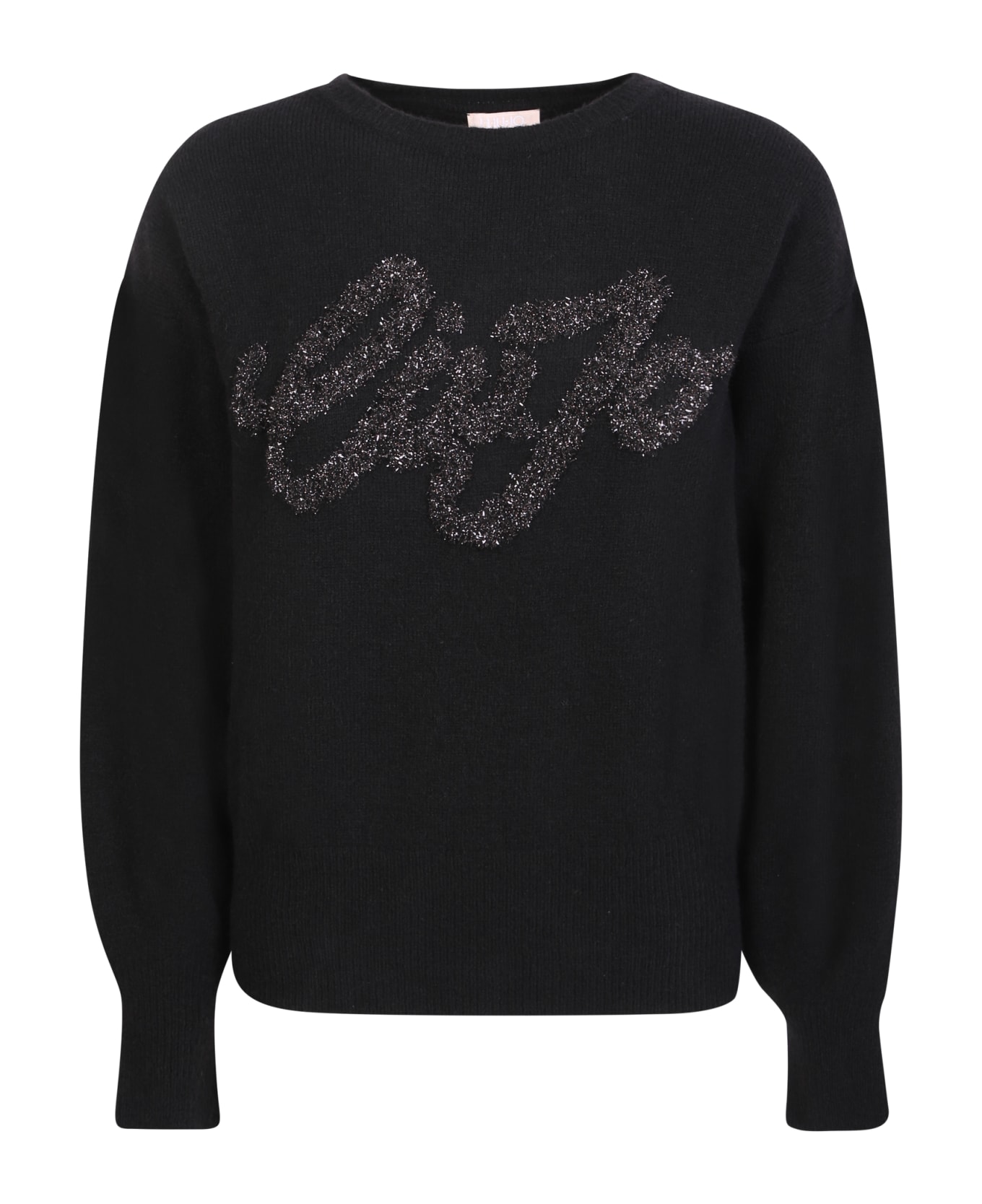 Liu-Jo Glitter-logo Knitted Jumper - Black