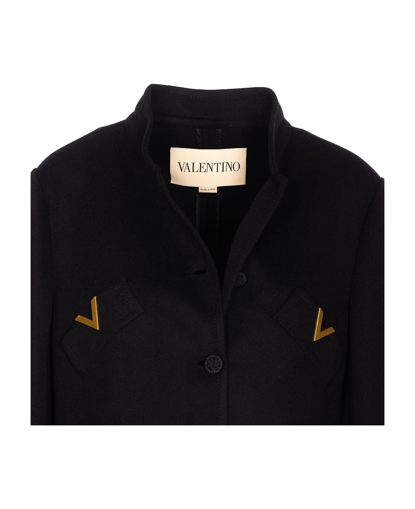 Valentino Garavani Solid Compact Drap Coat - Black