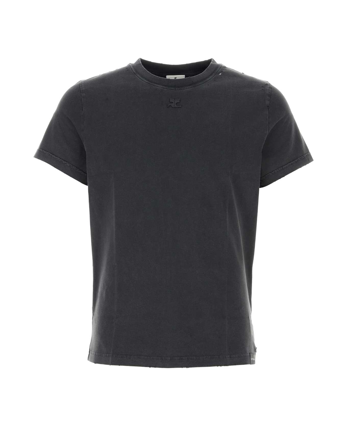 Courrèges Graphite Cotton T-shirt - STONEWASHEDGREY