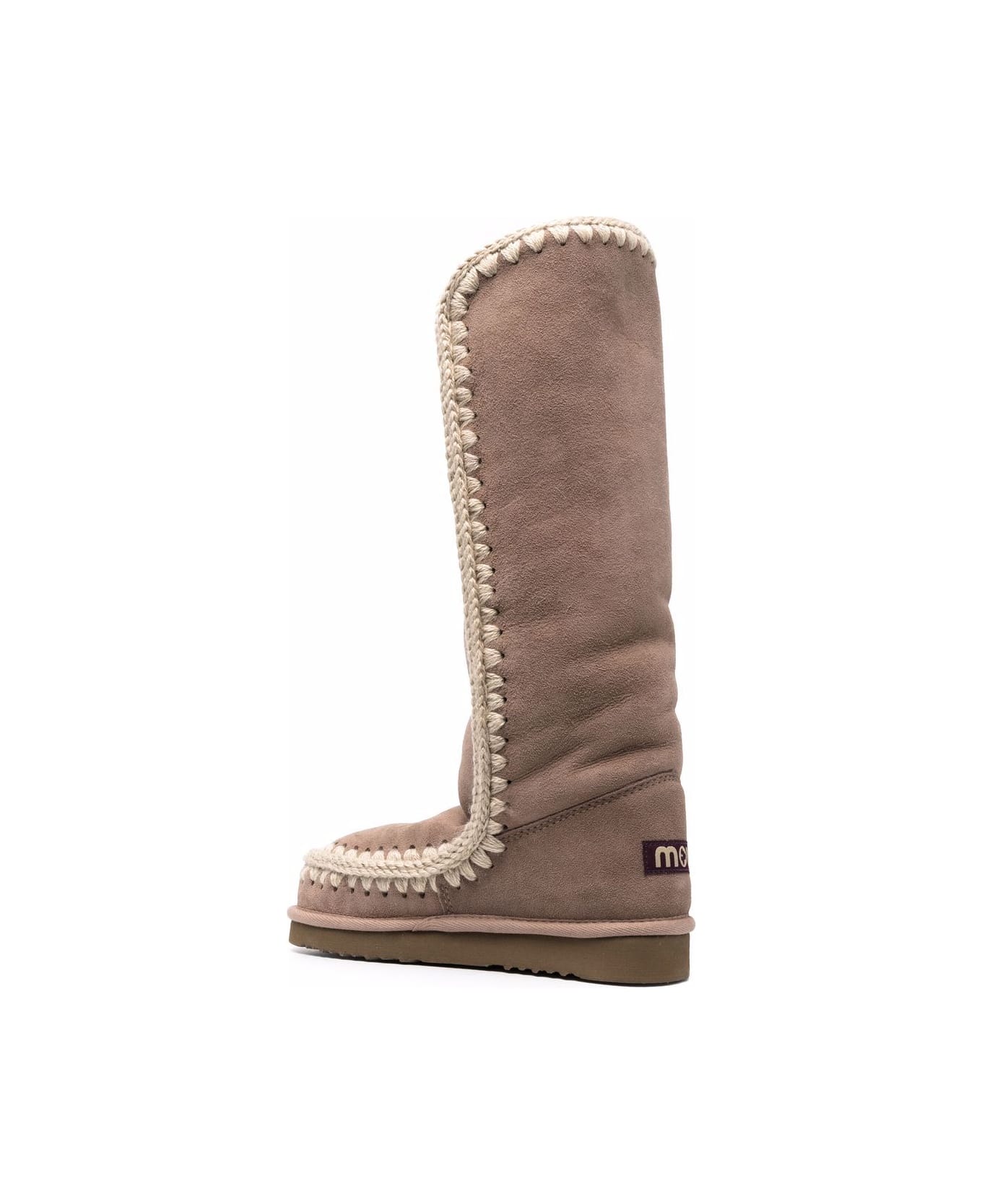 Mou Eskimo 40 Low Heels Boots In Taupe Suede - taupe