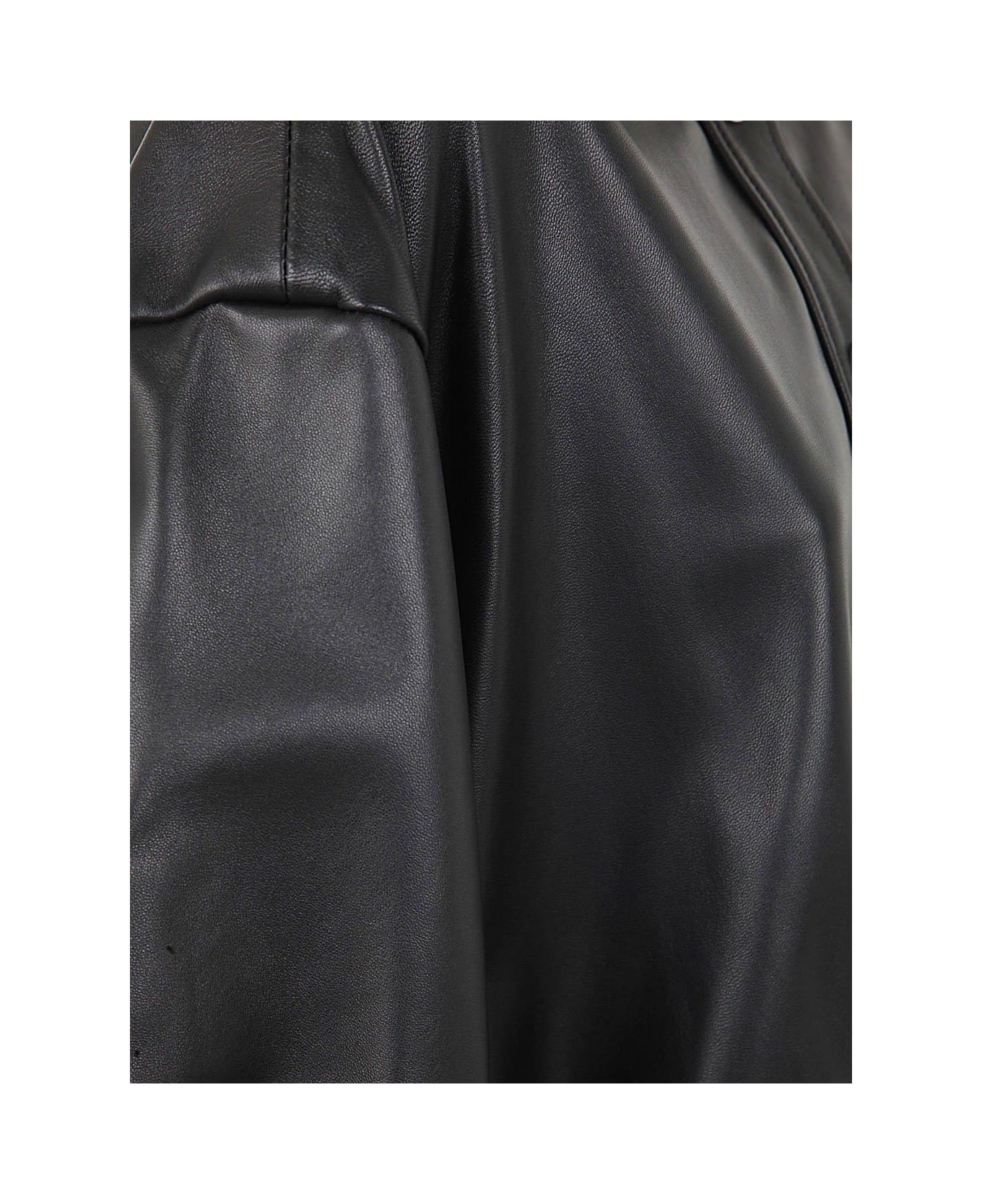 The Attico Drop Shoulder Leather Jacket - Black