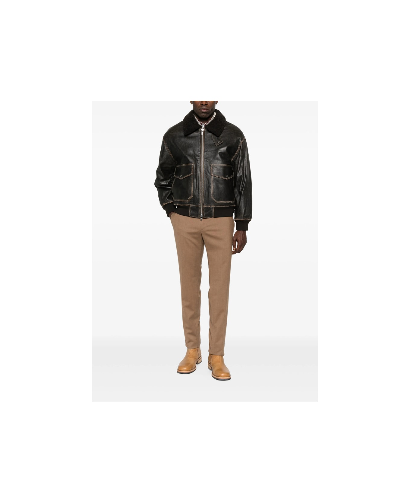 Dunst Leather Outerwear - BROWN