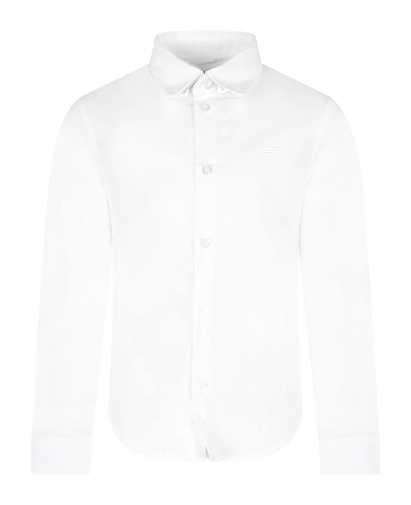 Emporio Armani White Shirt For Boy With Iconic Eagle - White