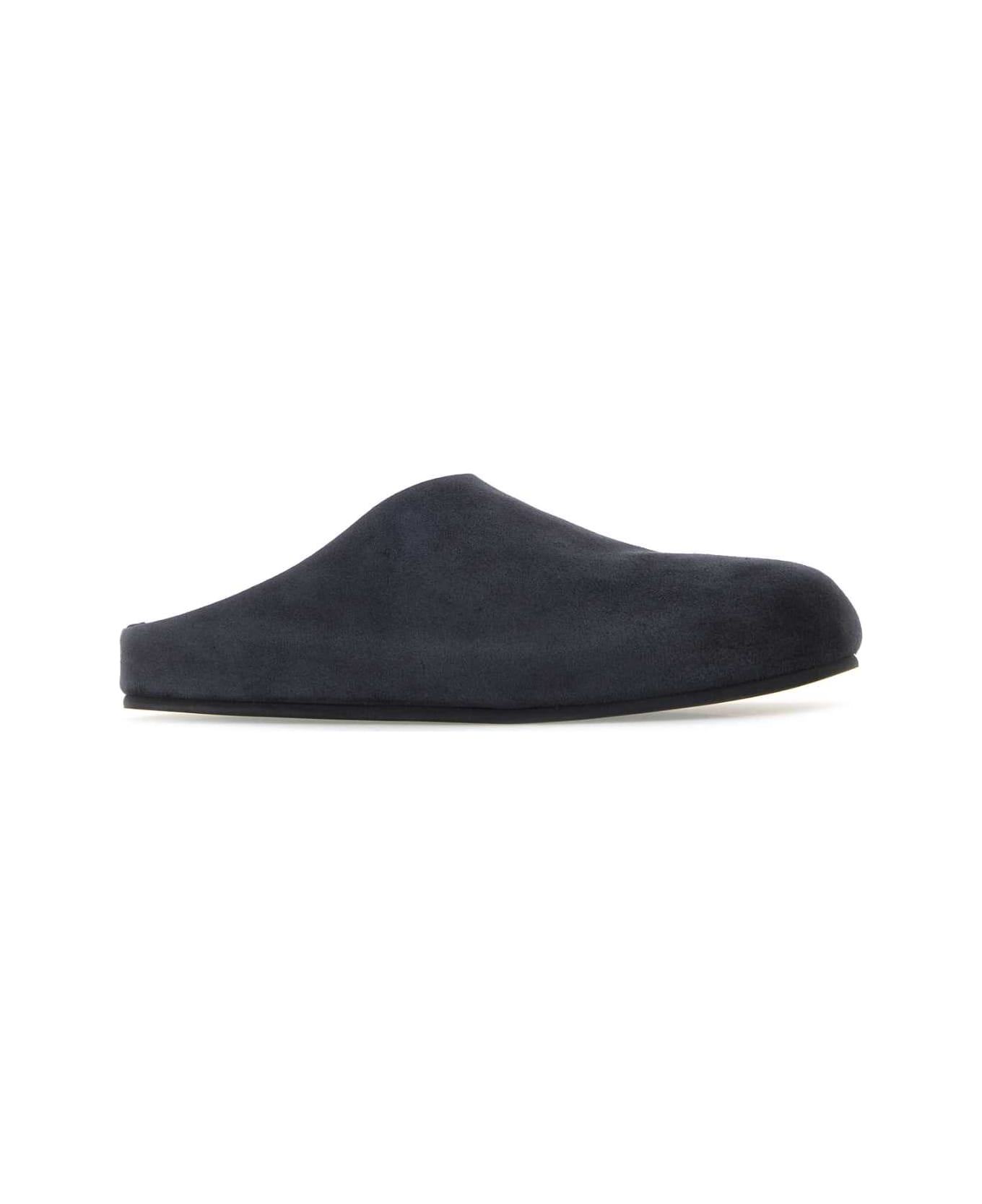 The Row Midnight Blue Suede Hugo Slippers - BLUE
