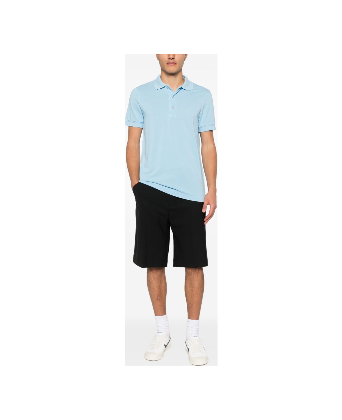 Tom Ford Cotton Blend Polo Shirt - Clear Blue