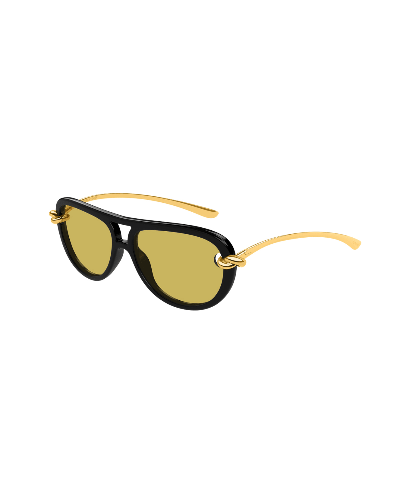 Bottega Veneta Eyewear Bottega Veneta Bv1418s Signature Icons 001 Black Gold Yellow Sunglasses - Nero