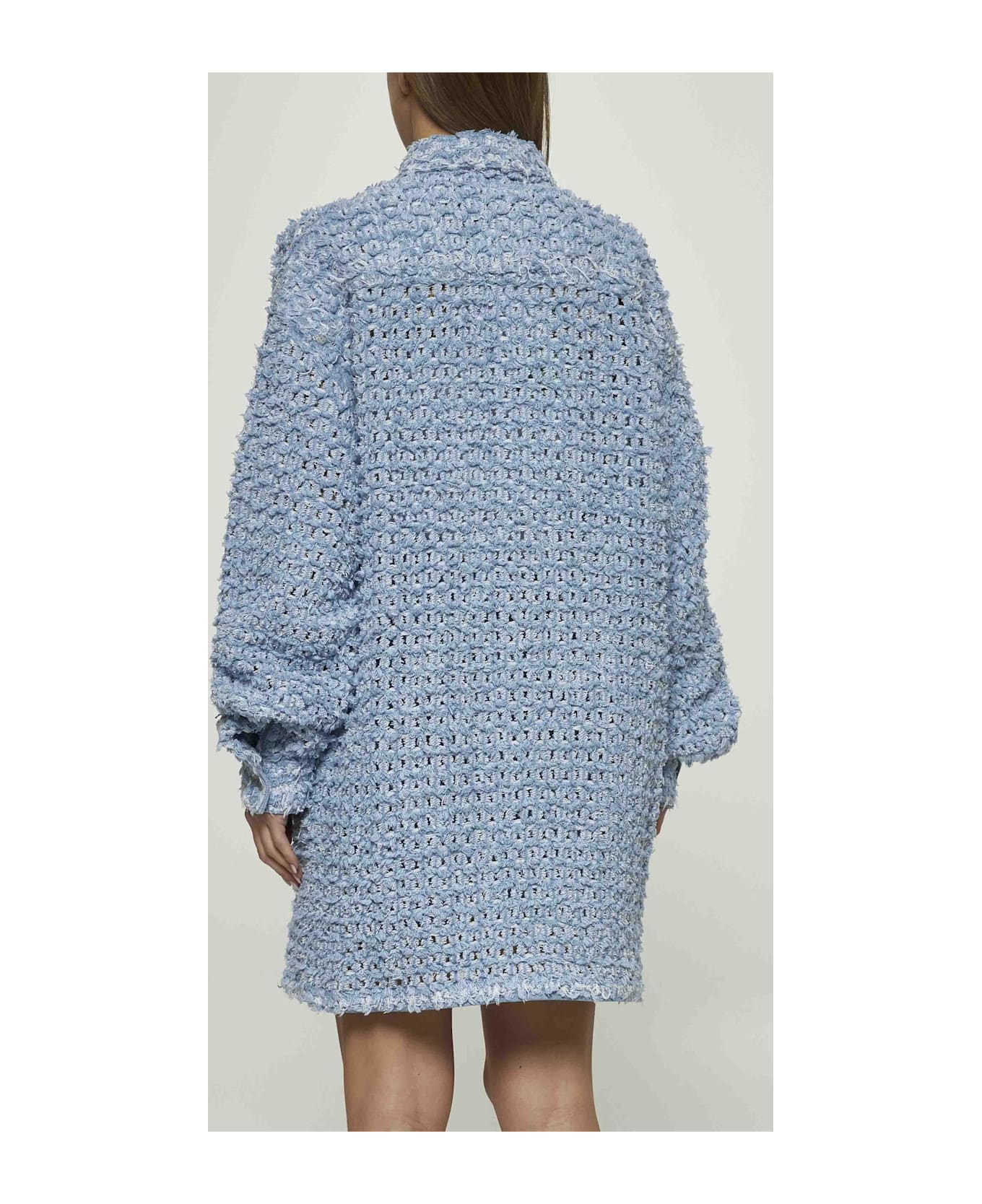 Stella McCartney Light Blue Bouclé Denim Shirt - Blu