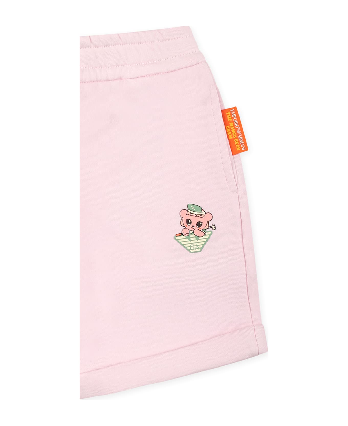 Emporio Armani Pink Shorts For Girl With Manga Bear - Pink