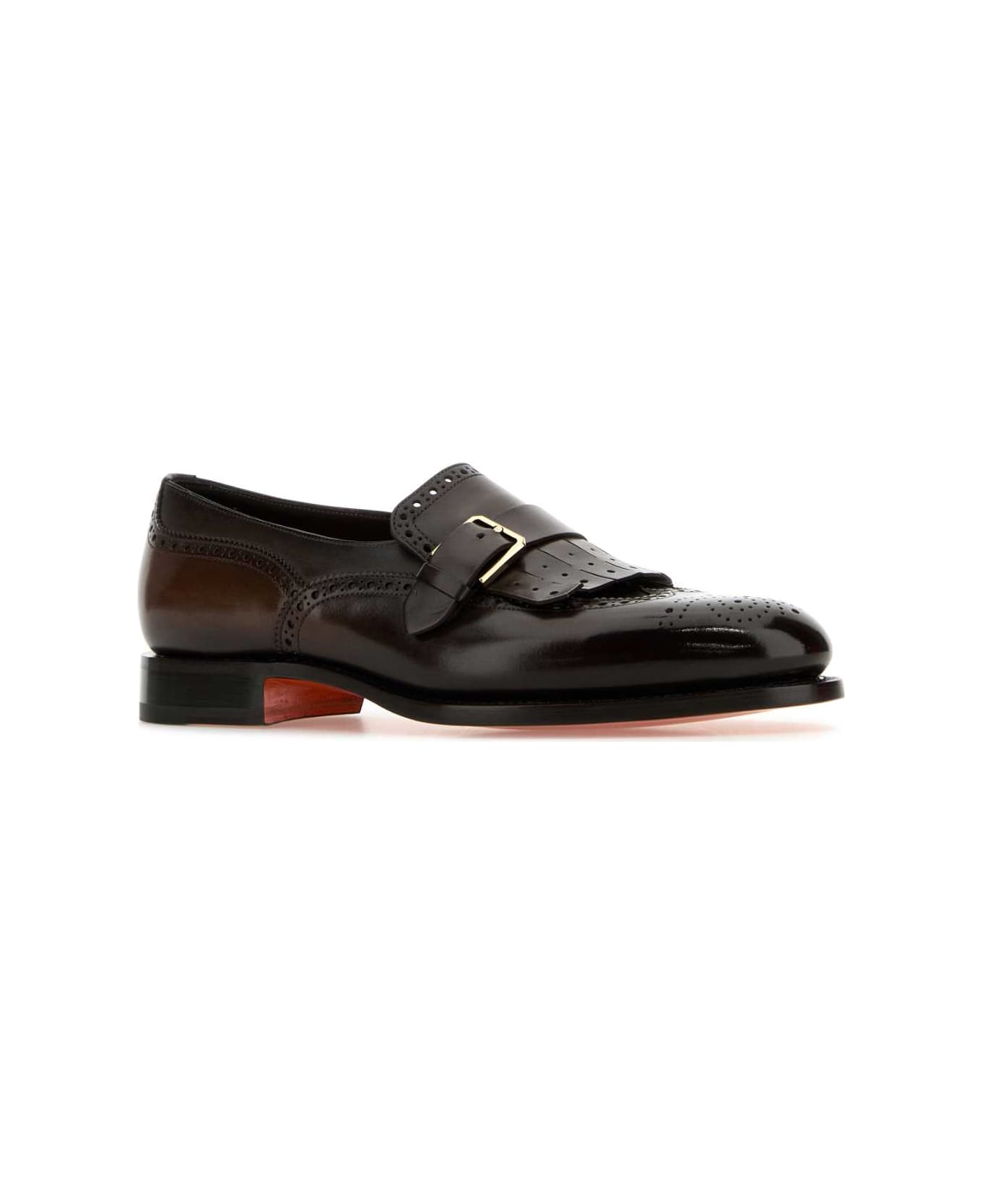 Santoni Burgundy Leather Loafers - BEIGE