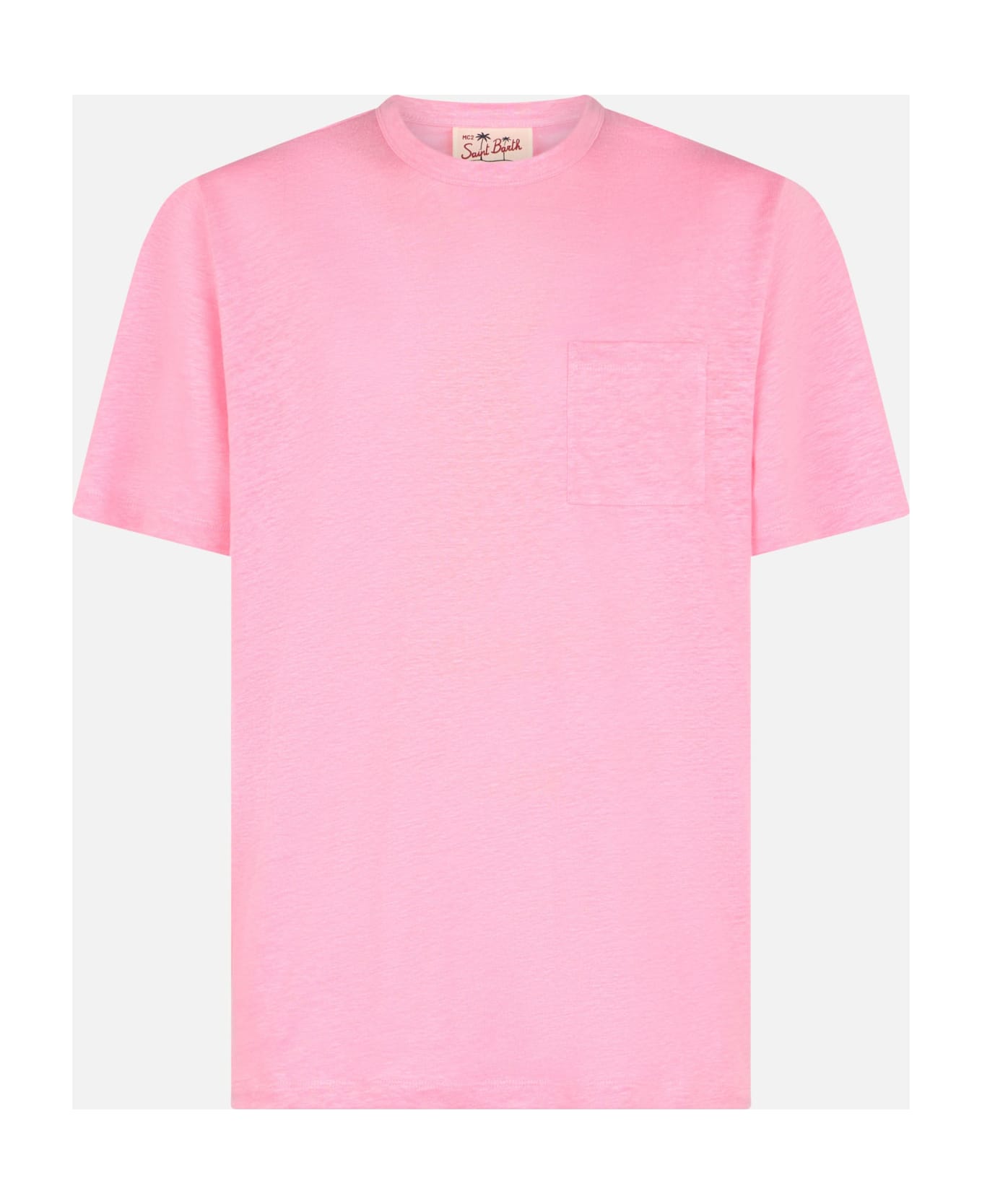 MC2 Saint Barth Man Pink Linen Jersey T-shirt Ecstasea With Pocket - PINK