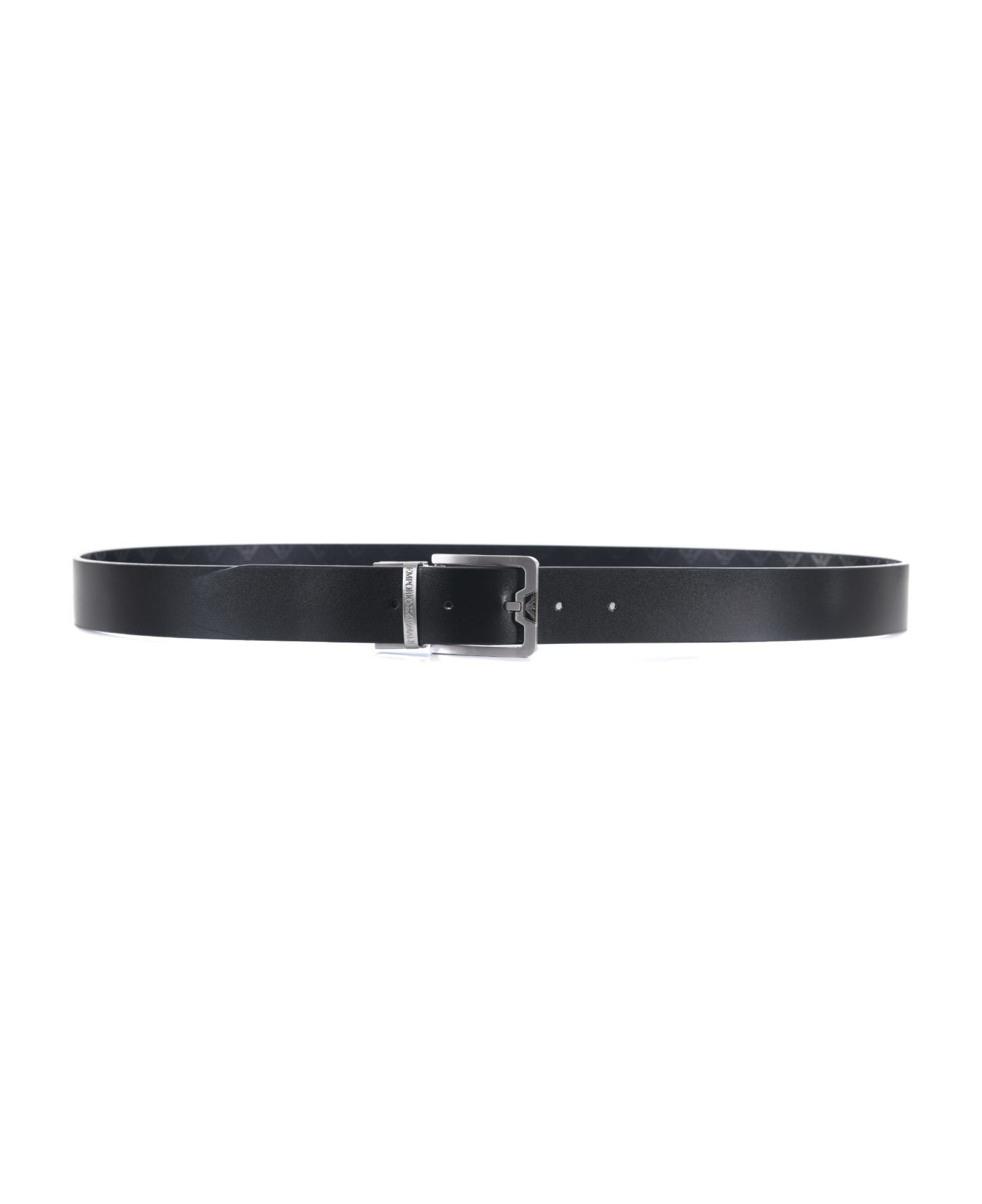 Emporio Armani Leather Belt - Blu/nero