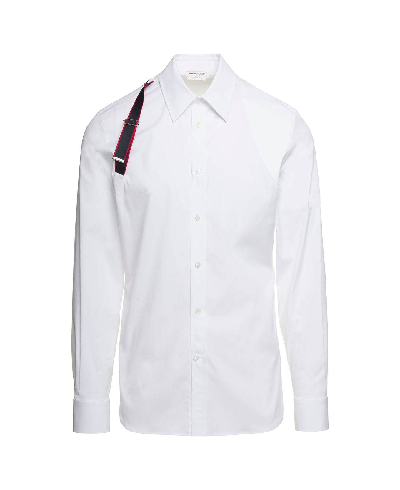 Alexander McQueen White Shirt With Harness Detail In Stretch Cotton Man - White