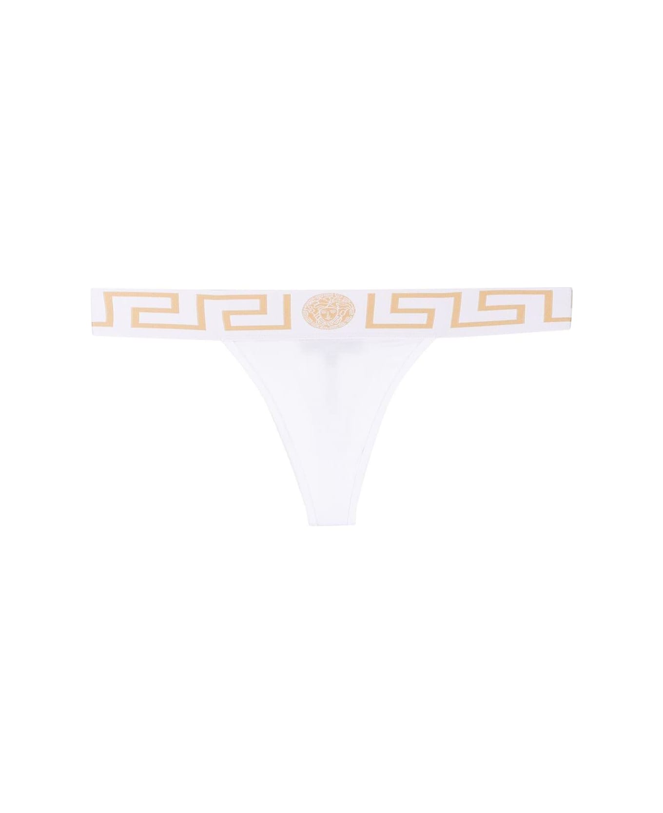 Versace Greca Border Stretched Thong - WHITE