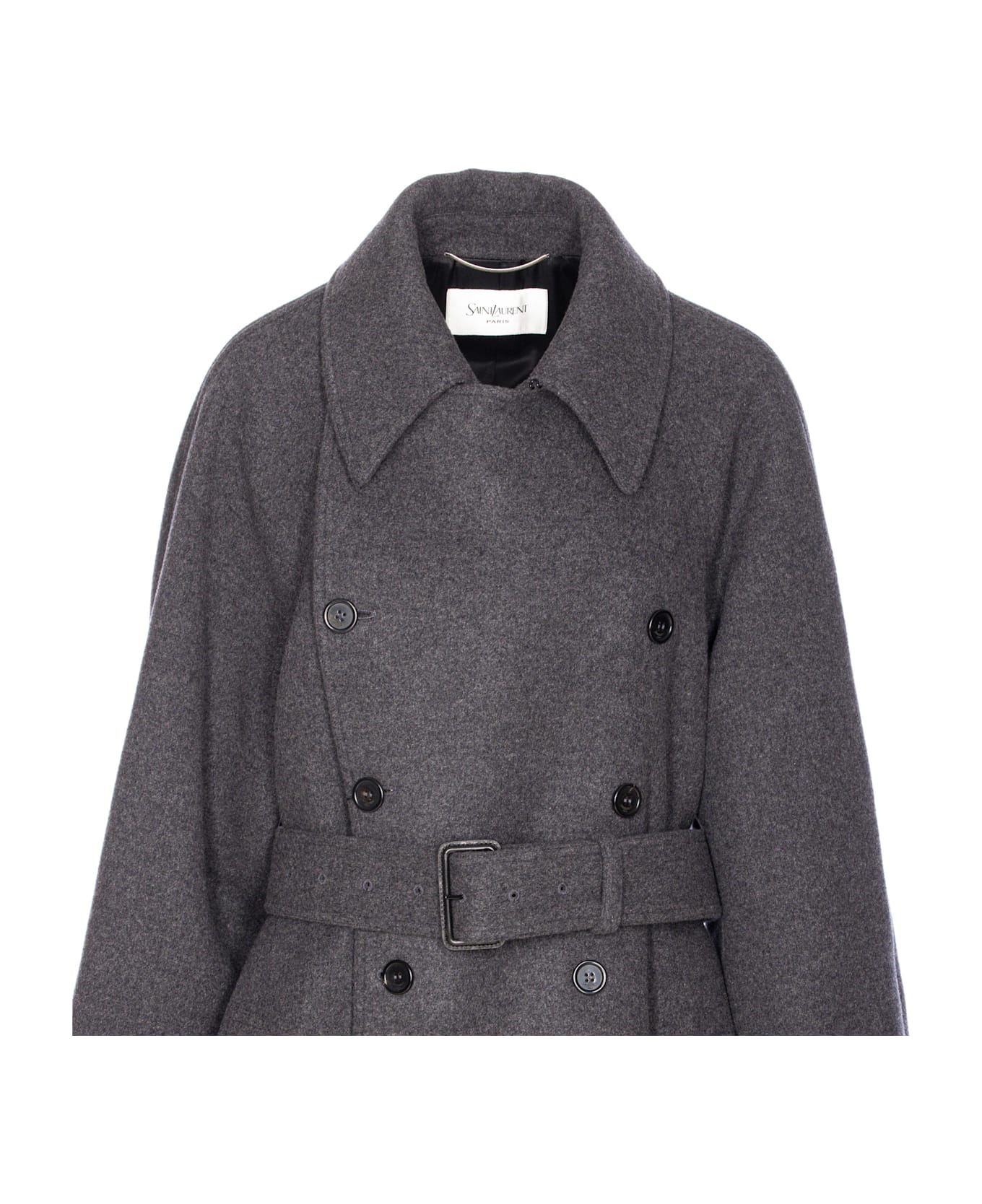 Saint Laurent Double Breasted Coat - Grey