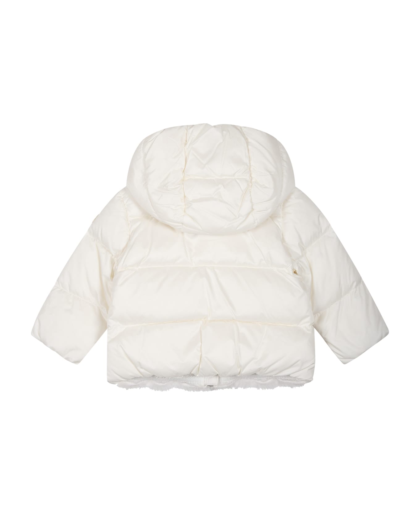 Moncler White Natas Jacket For Baby Girl With Logo - White