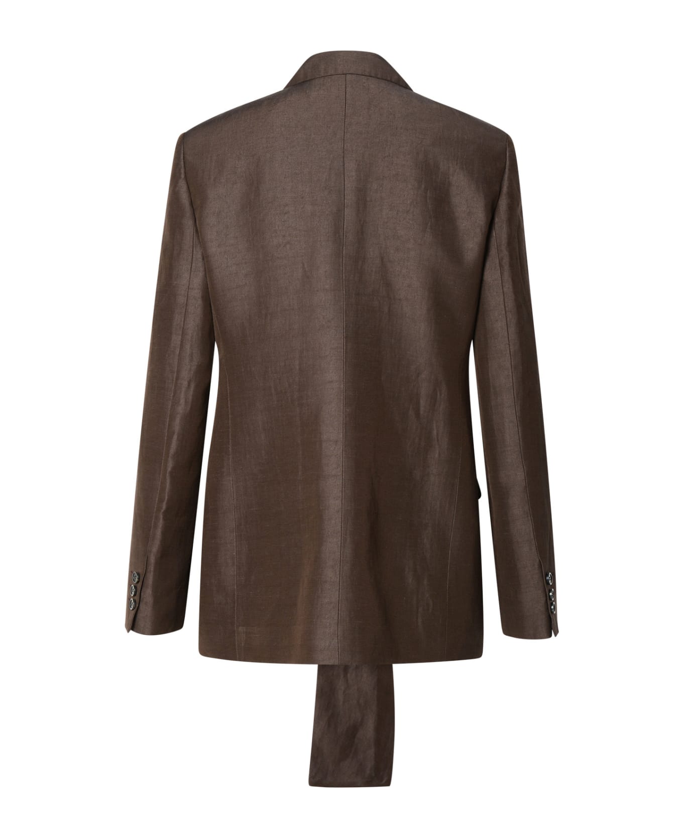 MSGM Blazer In Brown Linen Blend - Brown ジャケット