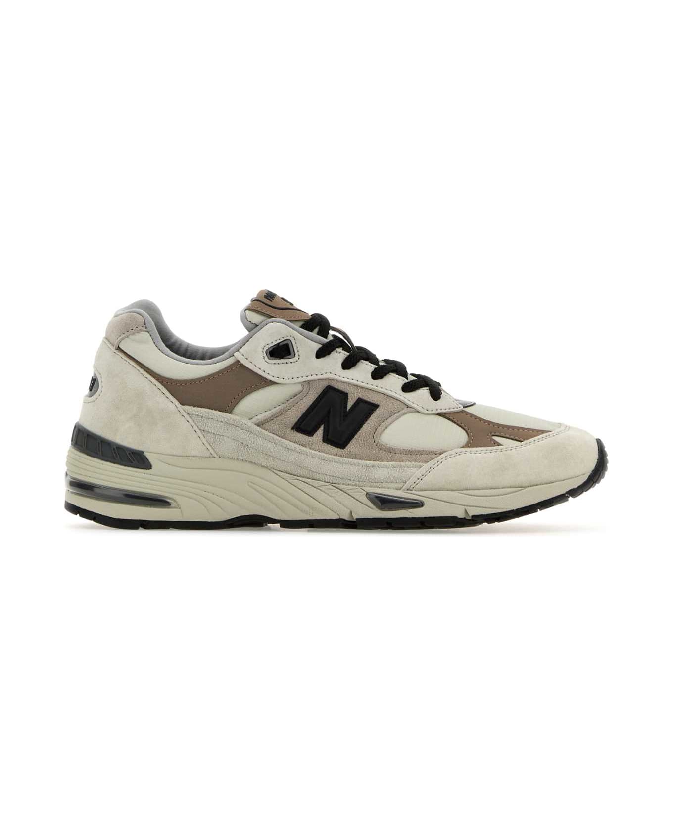 New Balance Multicolor Leather And Fabric Made In Usa 991 Sneakers - BEIGE