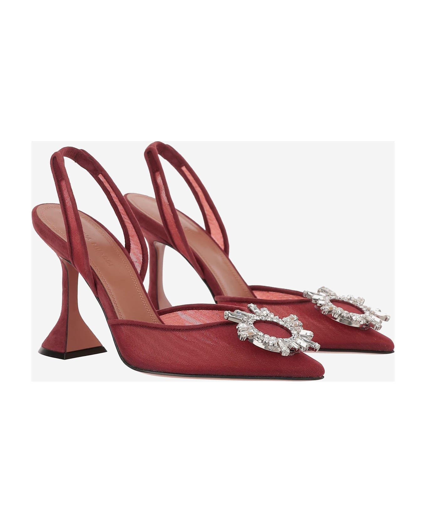Amina Muaddi Begum Mesh Slingbacks - Red