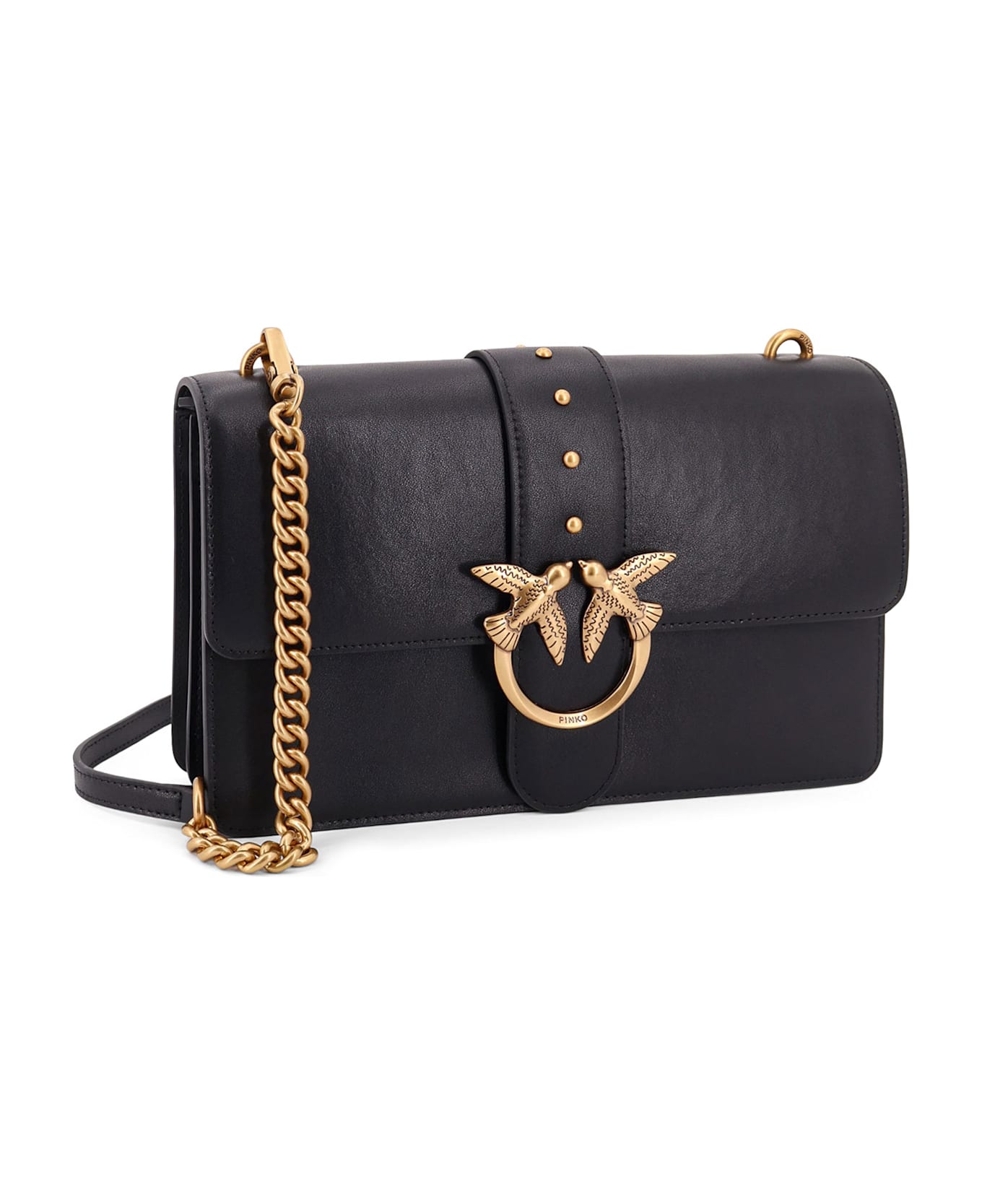 Pinko Love One Leather Shoulder Bag - Black