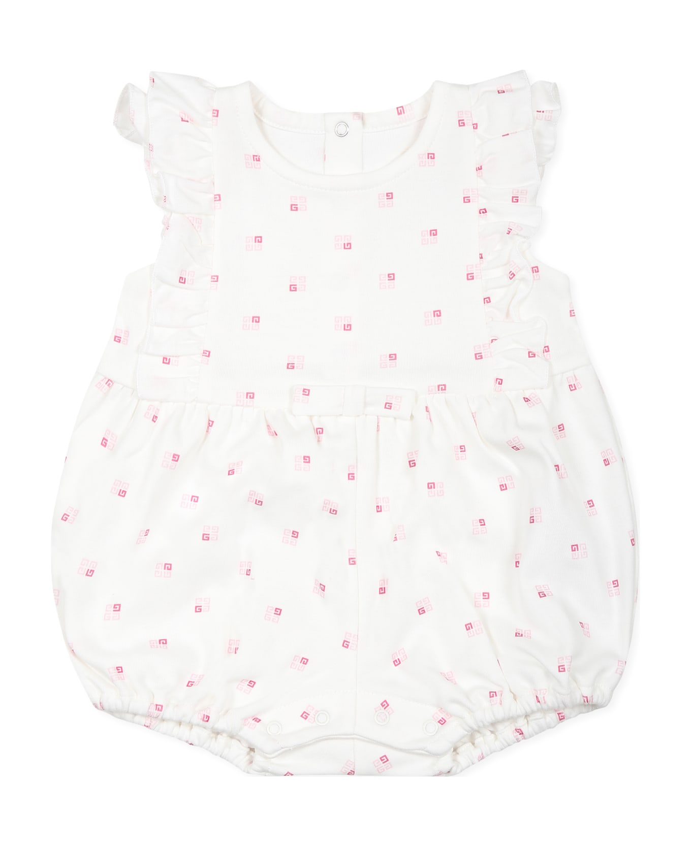 Givenchy White Romper For Baby Girl With 4g Pattern - White