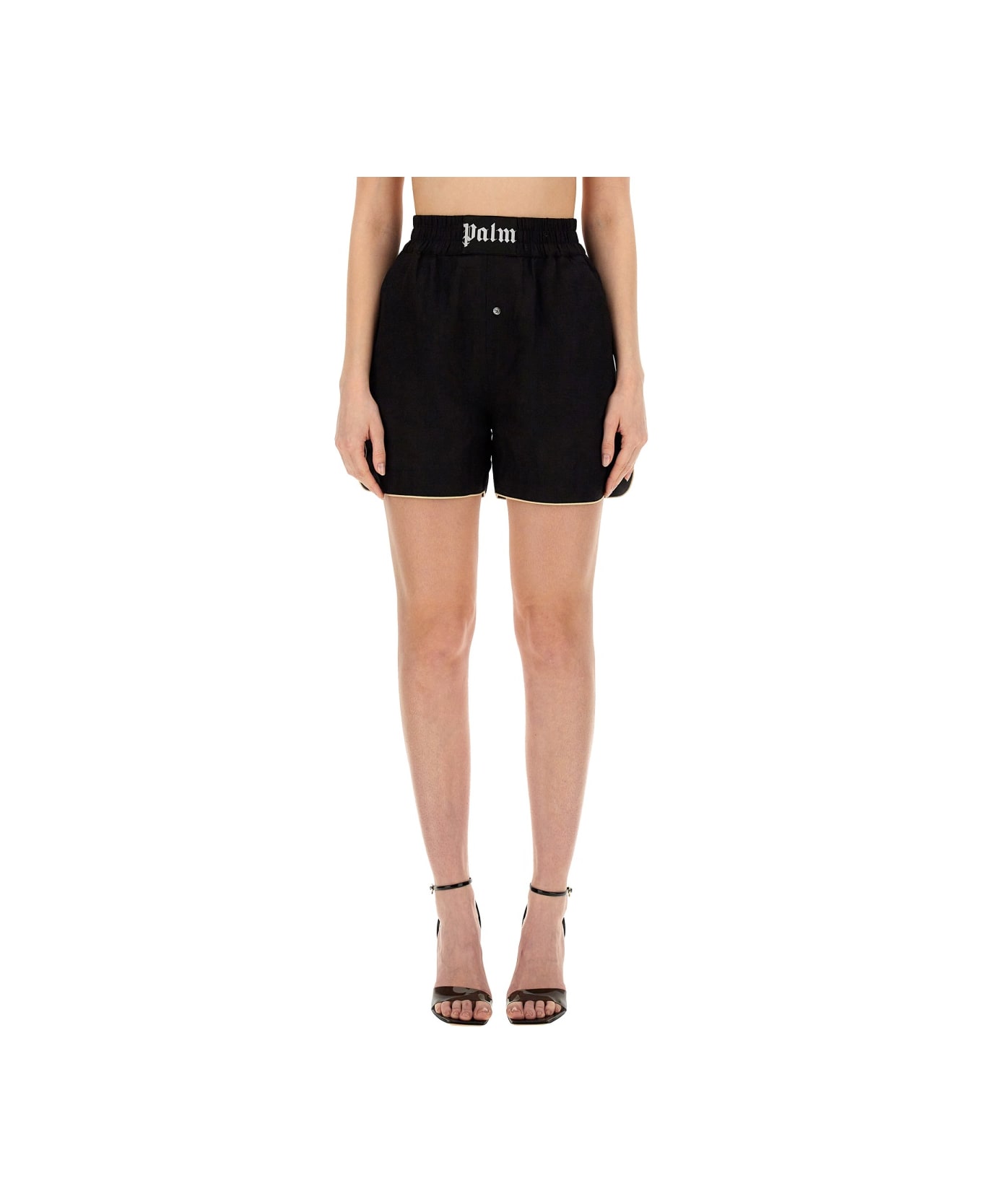 Palm Angels Shorts With Logo - BLACK