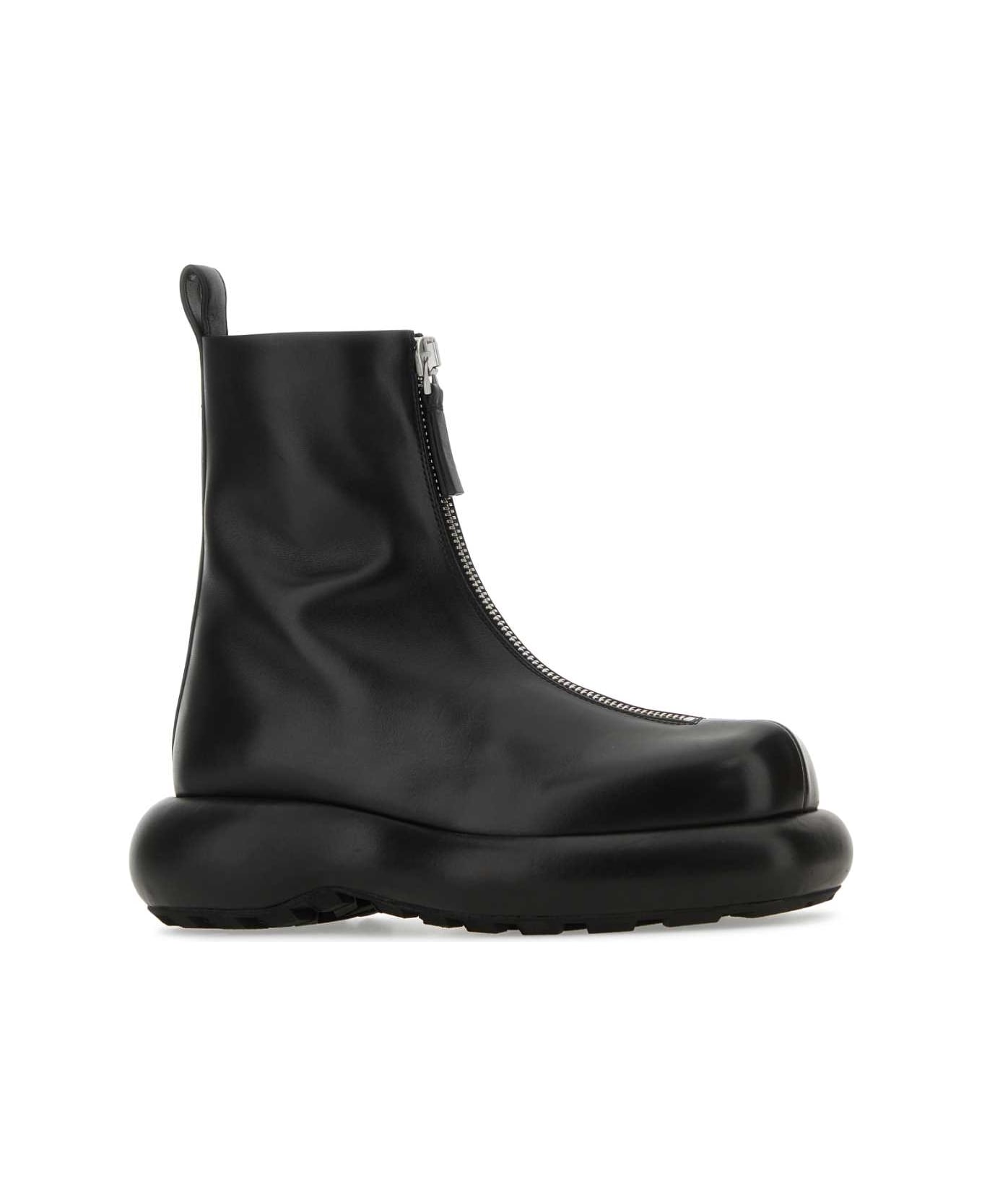 Jil Sander Black Leather Ankle Boots - 001