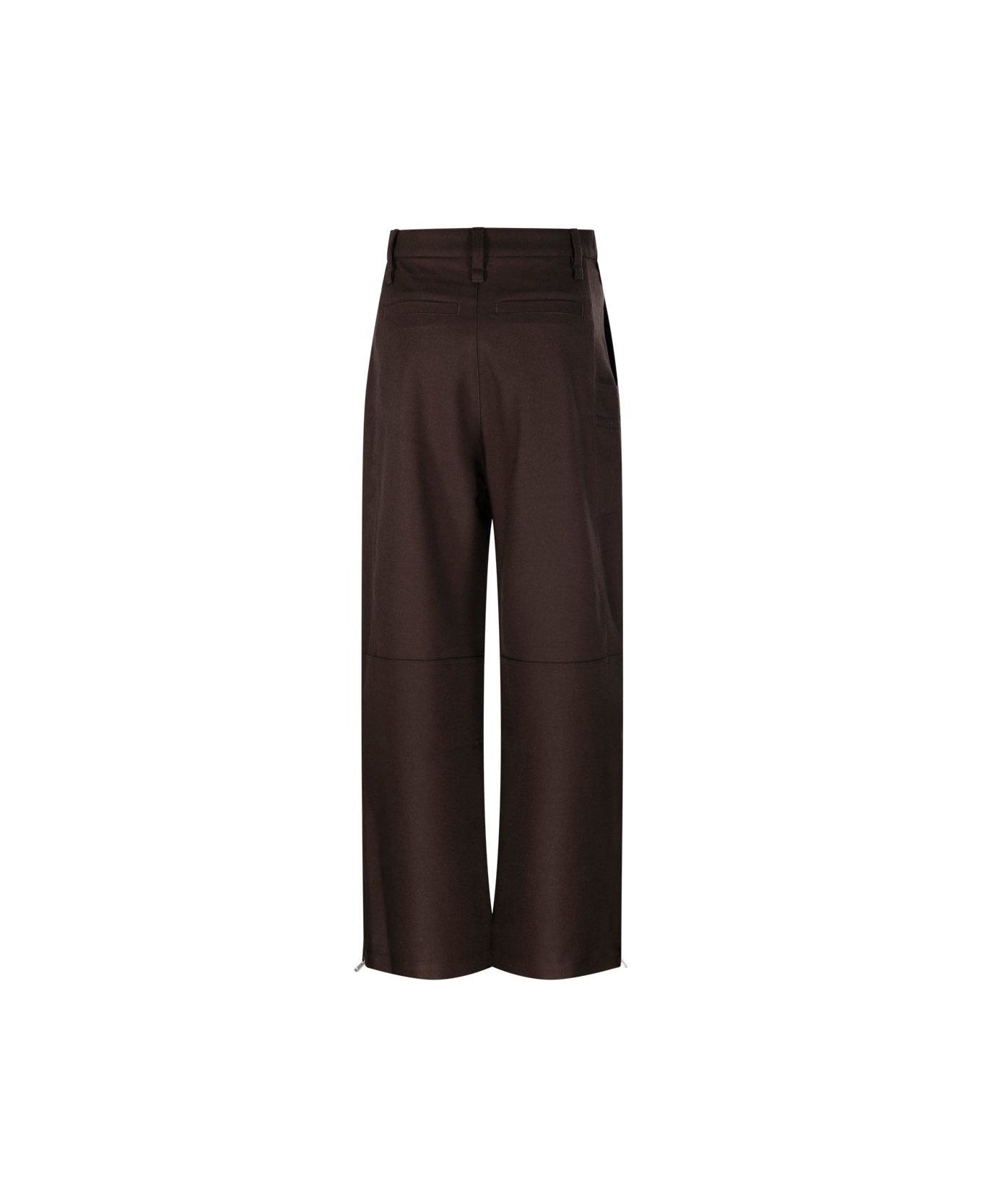 Ami Alexandre Mattiussi Gabardine Cargo Trousers - Brown