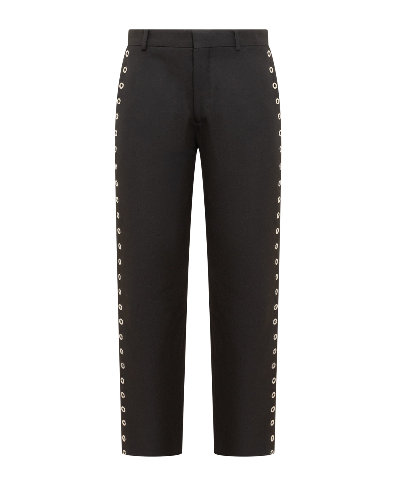Off-White Wool Pants With Eyelets - Black