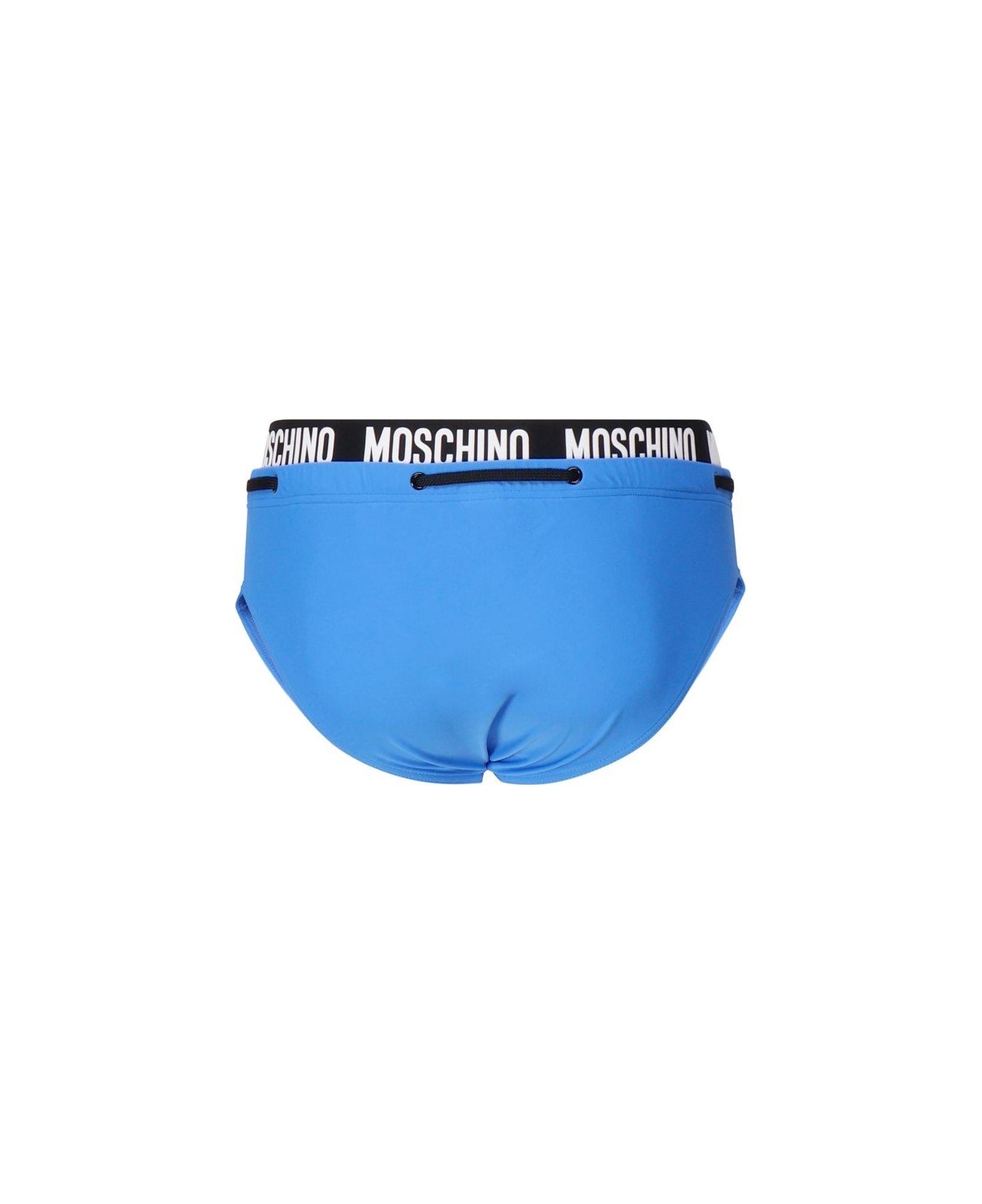 Moschino Logo Waistband Drawstring Swim Briefs - Blue, black