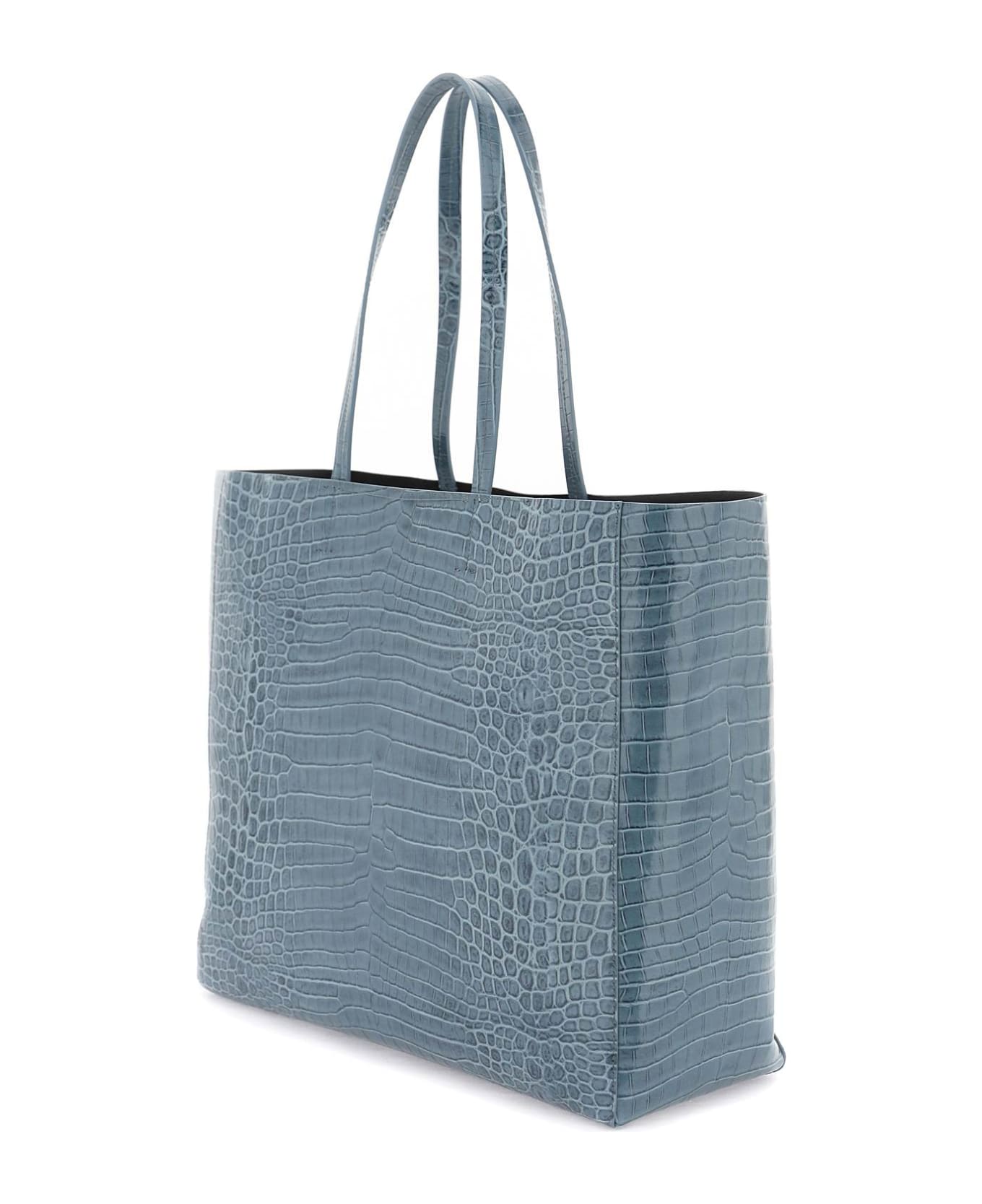 Palm Angels Leather Shopping Bag - BLUE GOLD (Light blue)