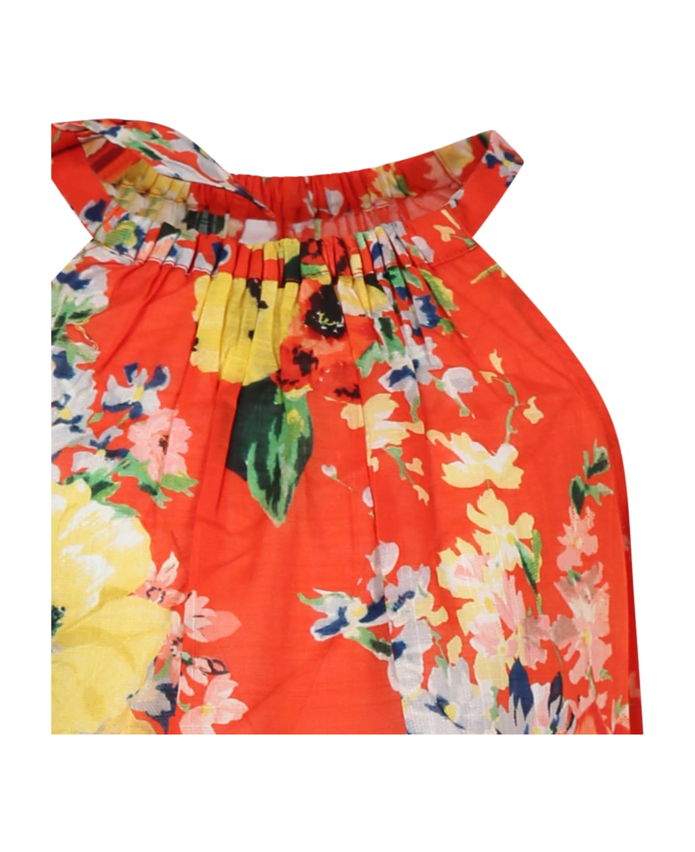 Zimmermann Red Dress For Girl With Floral Print - Red ワンピース＆ドレス