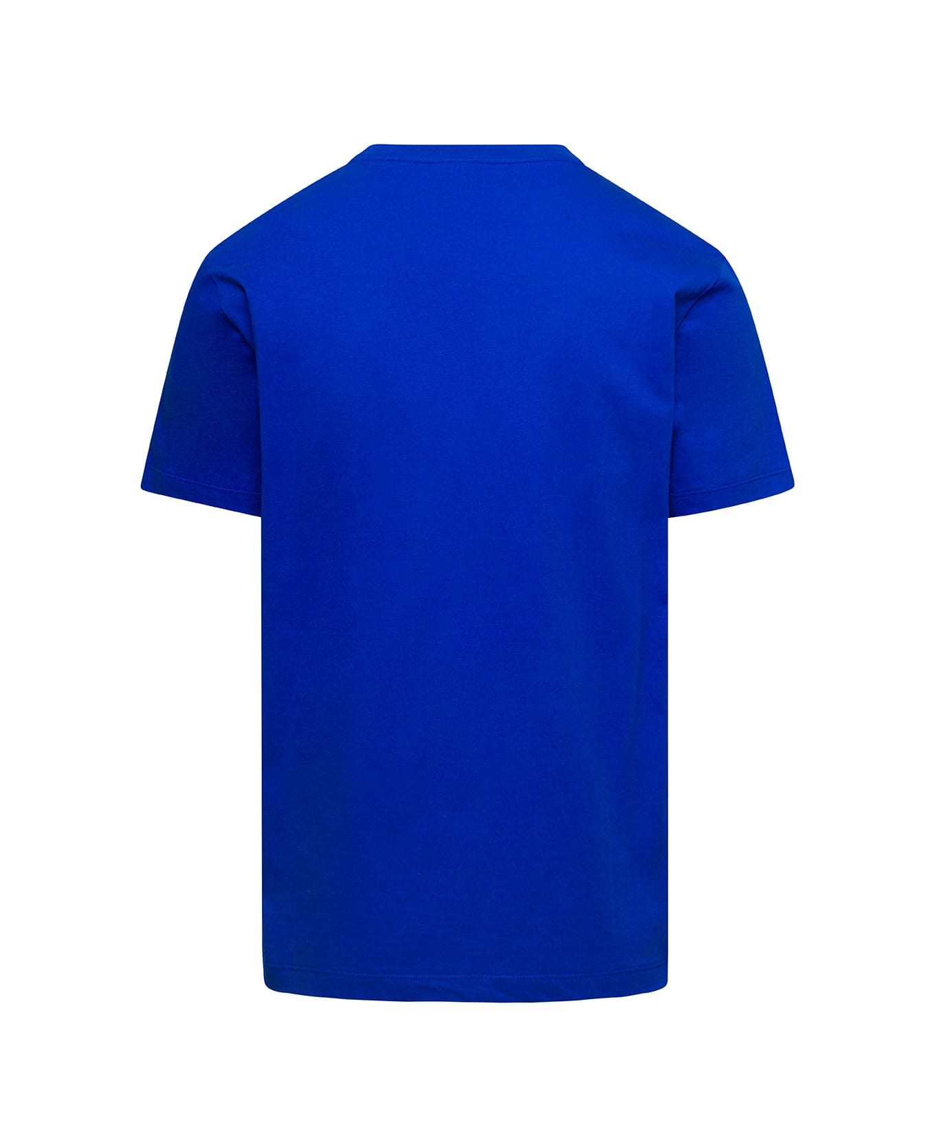 Versace Blue T-shirt With Masque Print On The Front In Cotton Man - Blu