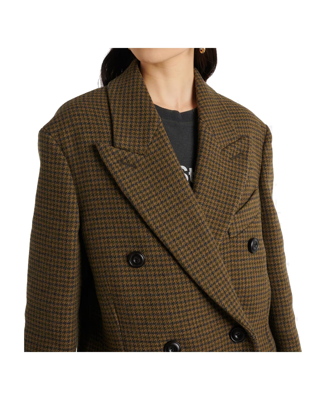 Acne Studios Checked Double-breasted Wool Blend Coat - Brown