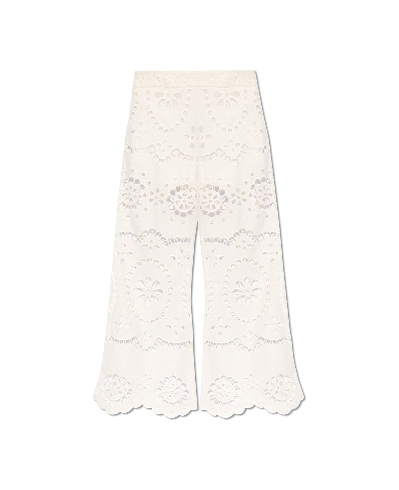 Zimmermann Lexi Embroidered Flare Pants - Bianco ボトムス