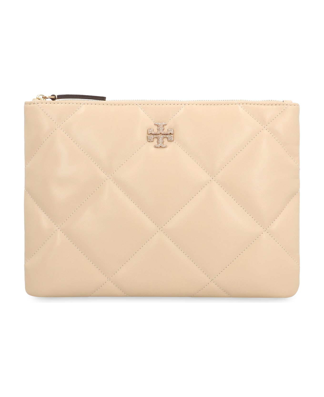 Tory Burch Kira Leather Clutch - panna