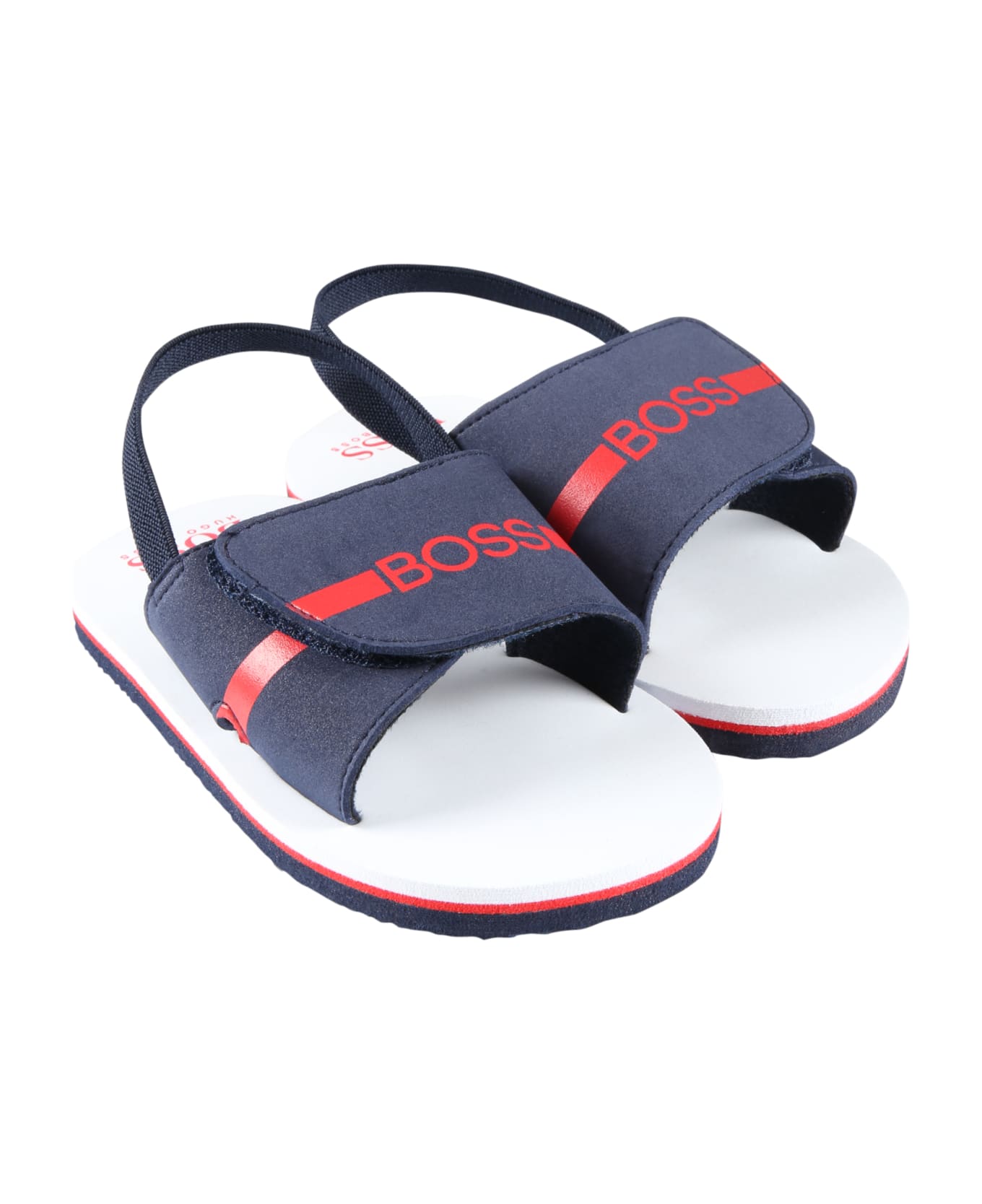 Hugo Boss Blue Sandals For Boy With Red Logo - Blue シューズ