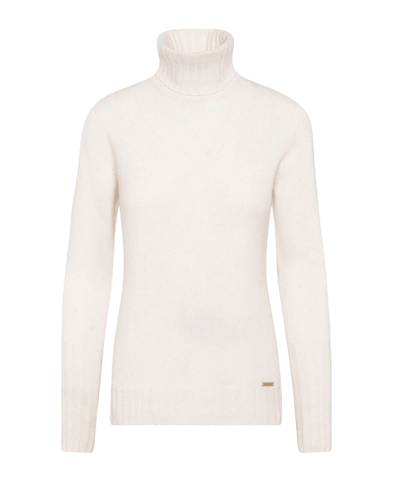 Kiton Sweater High Neck Cashmere - OPTICAL WHITE