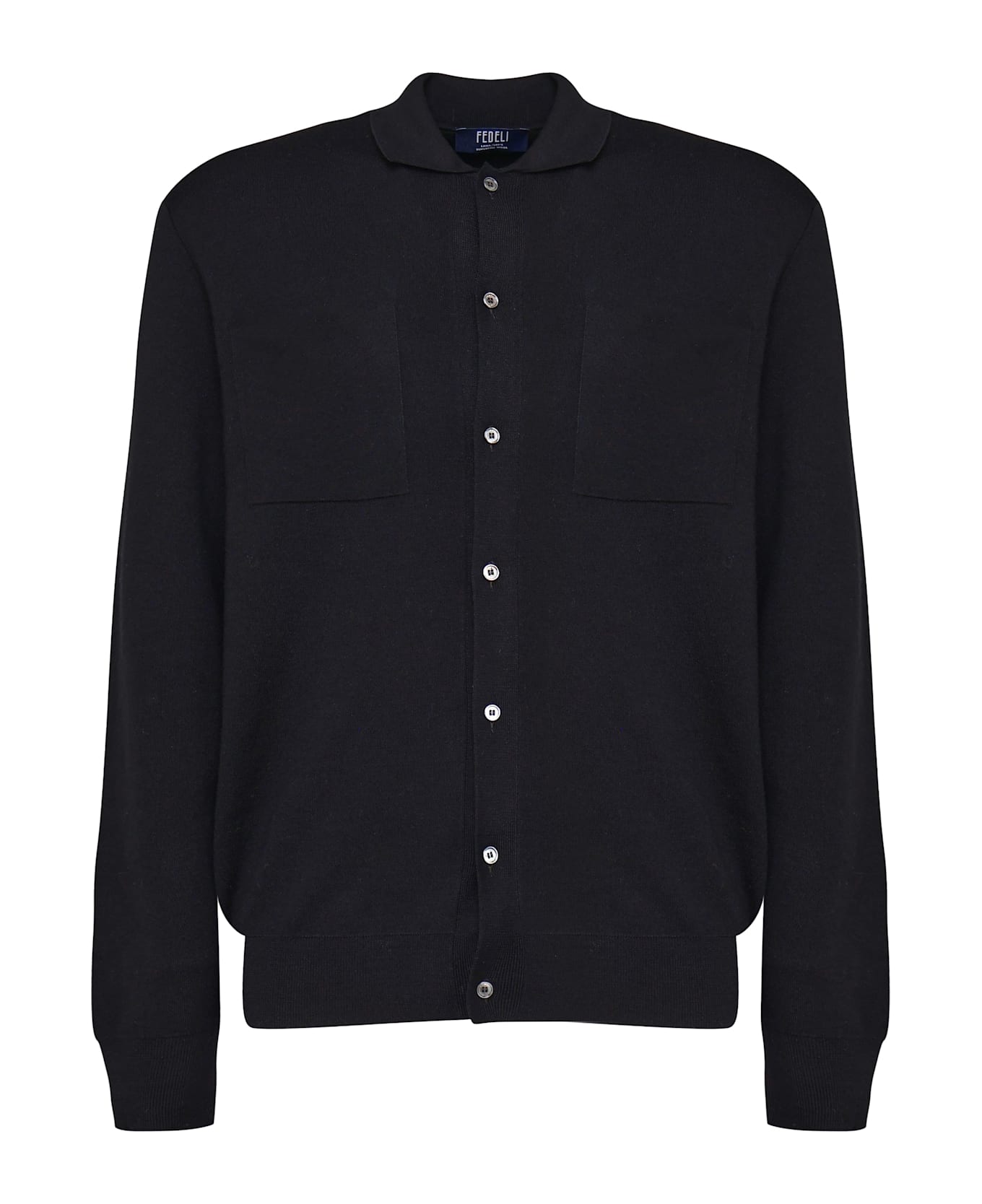 Fedeli Virgin Wool Cardigan Shirt - Black