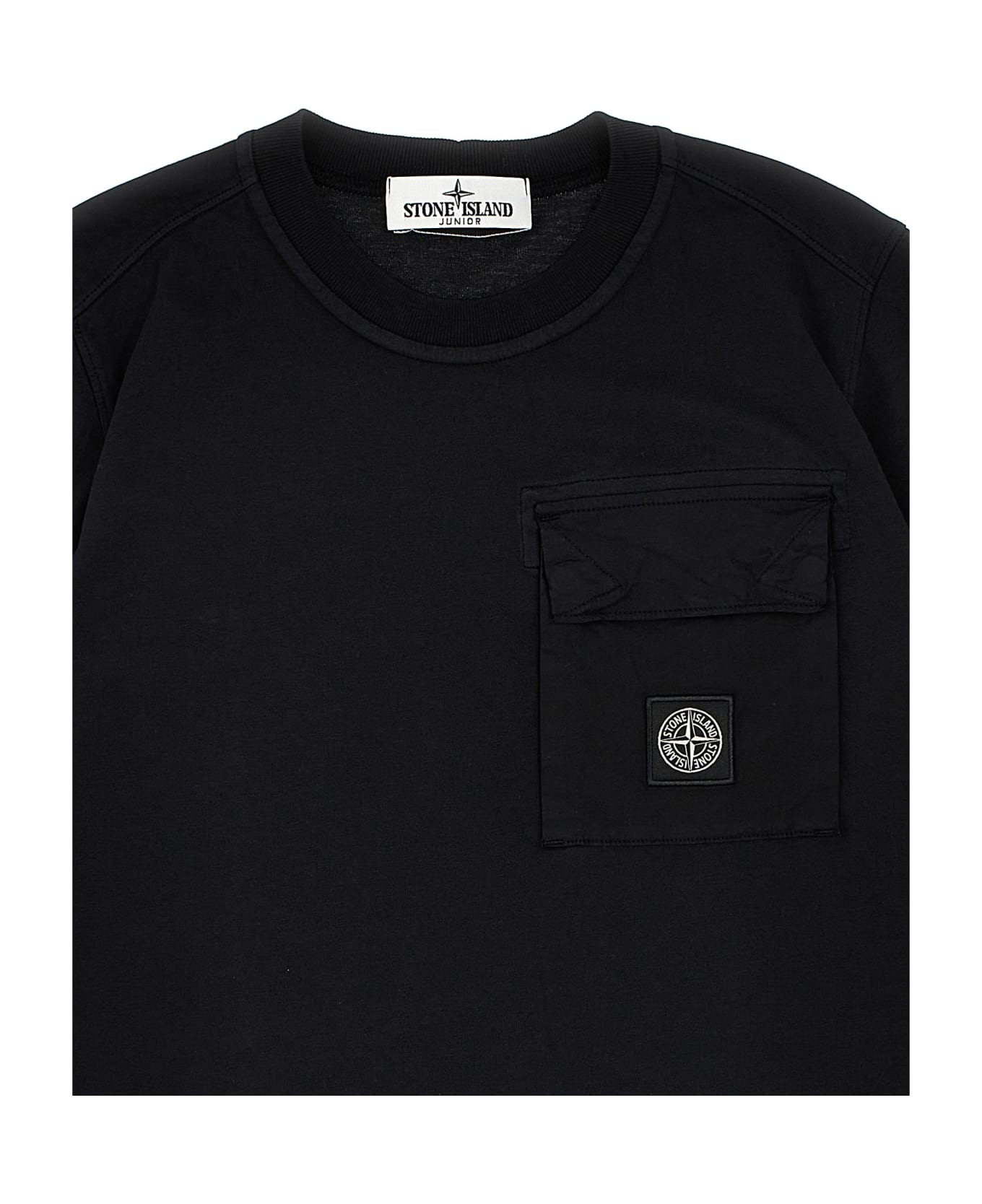 Stone Island Junior Logo Patch Pocket T-shirt - Black  