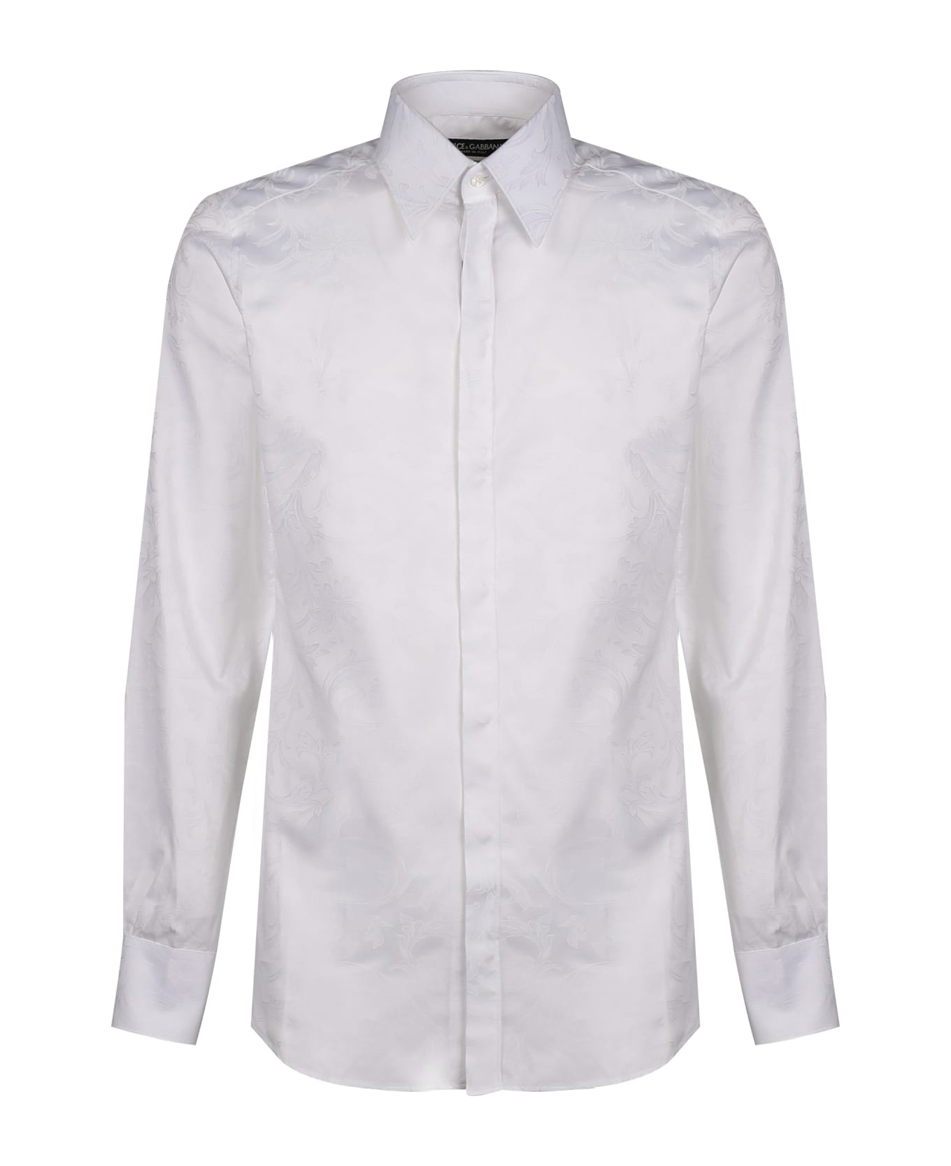 Dolce & Gabbana Floral Jacquard Cotton Martini Shirt - White