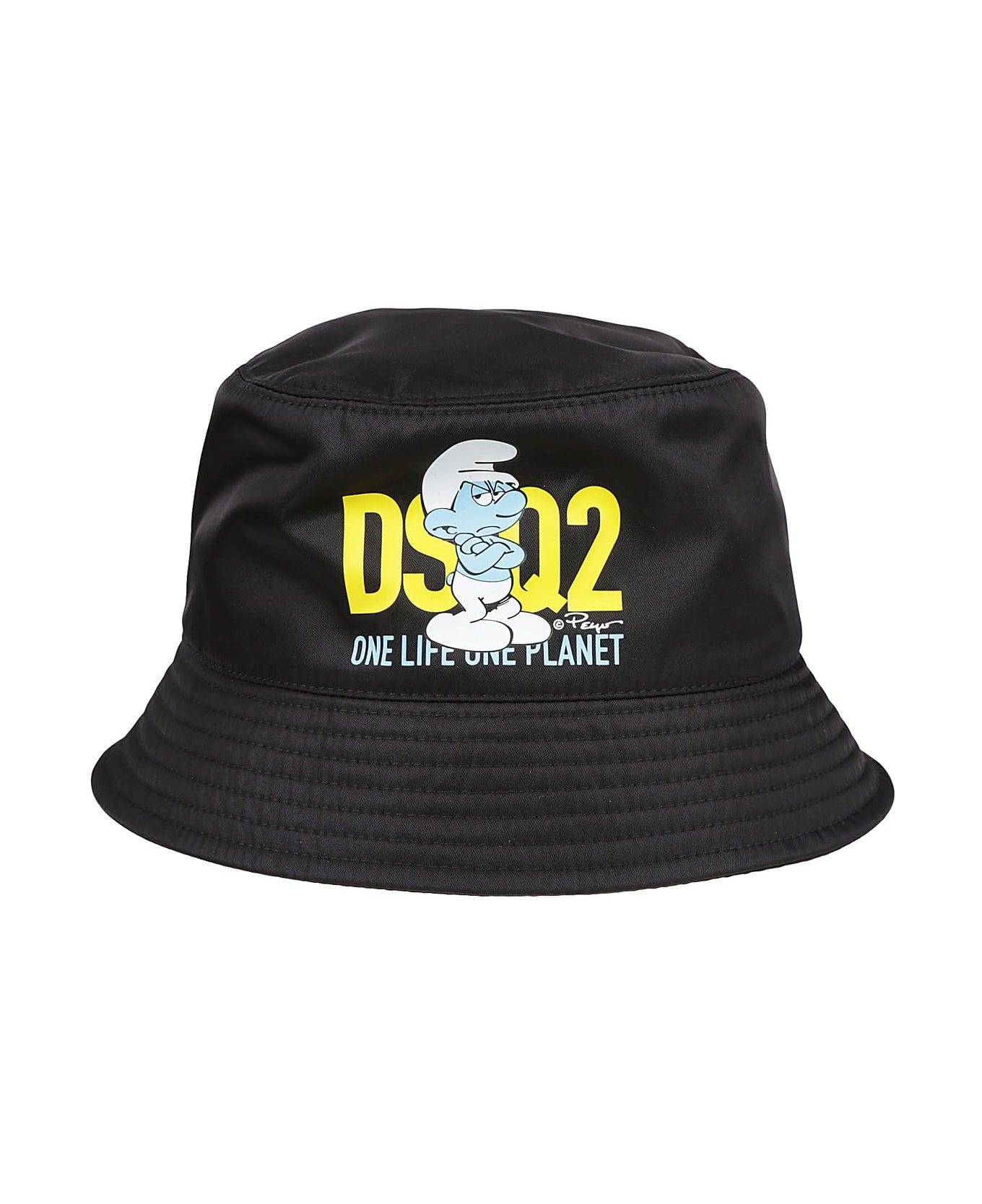 Dsquared2 Grouchy Smurf Bucket Hat - Nero 帽子