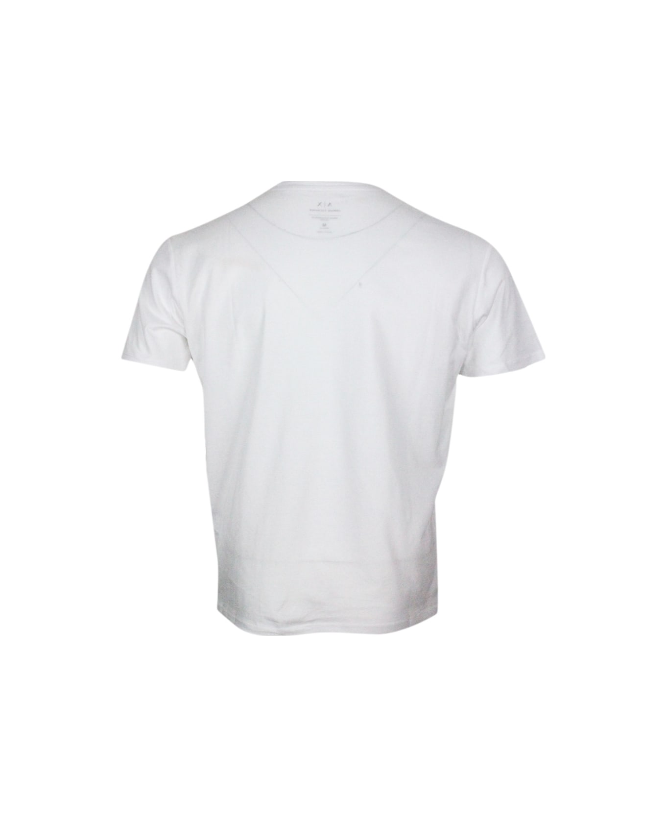 Armani Collezioni Short-sleeved Crew-neck T-shirt With Three-dimensional Logo On The Chest - White